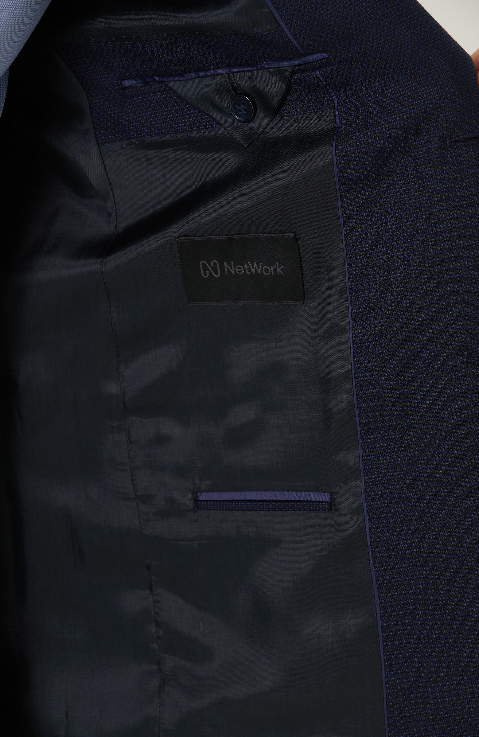 Armür Desenli Lacivert Takım Elbise