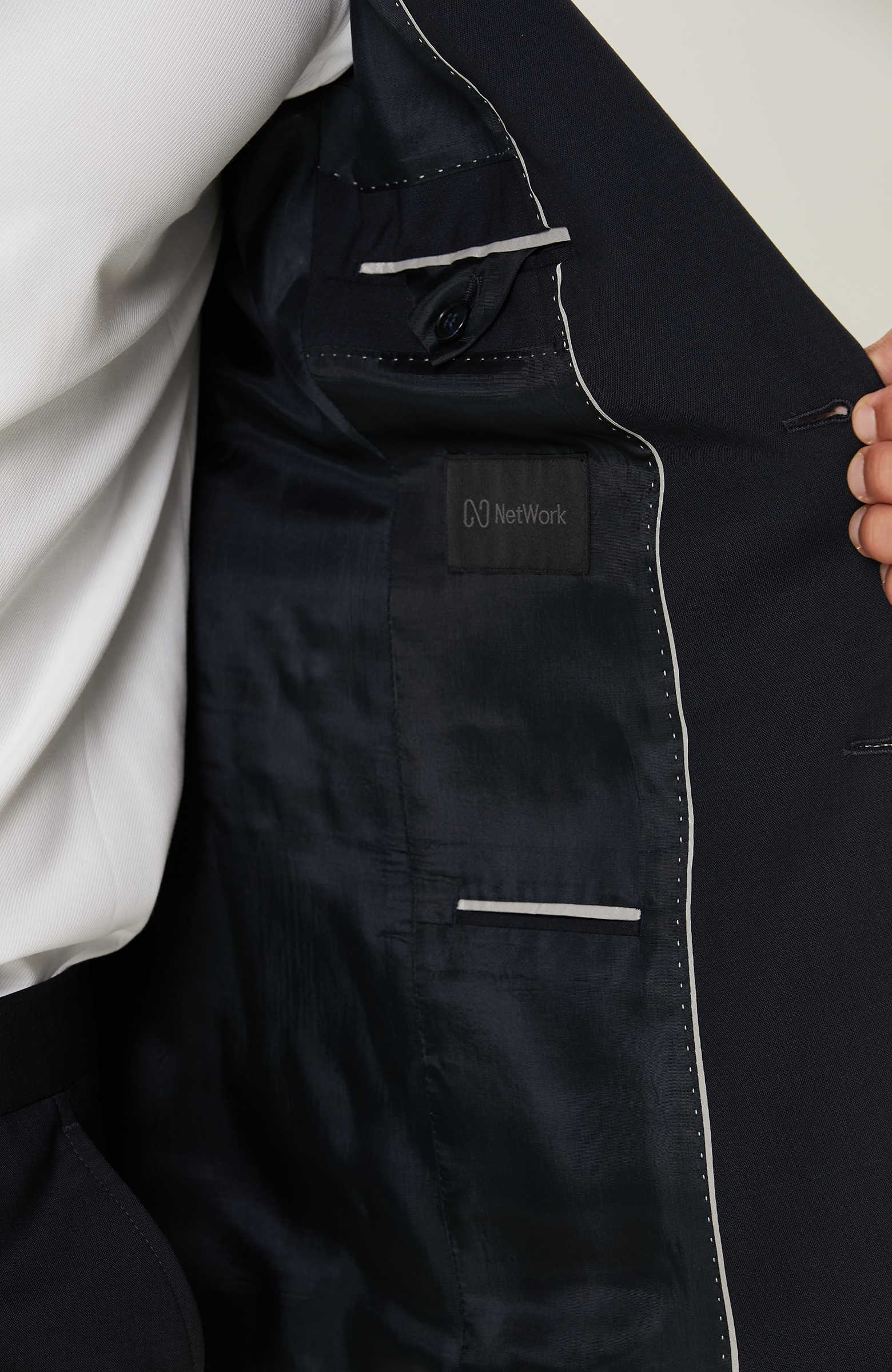 Lacivert Piklapel Yaka Takım Elbise