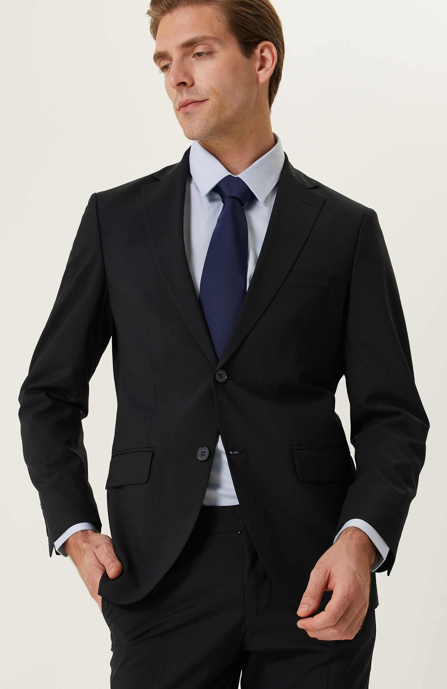 Lacivert Pötikareli Takım Elbise