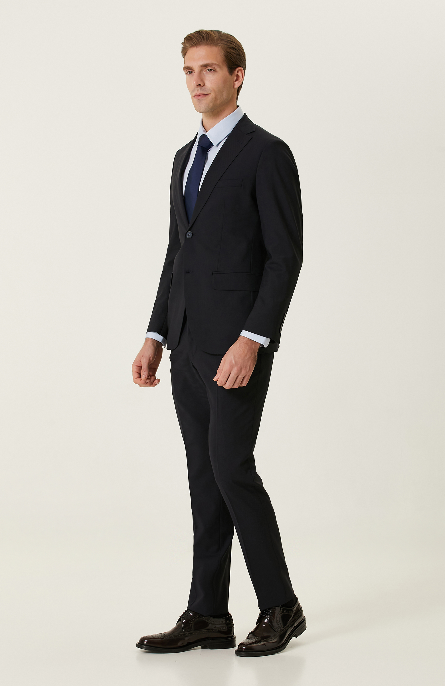 Lacivert Pötikareli Takım Elbise