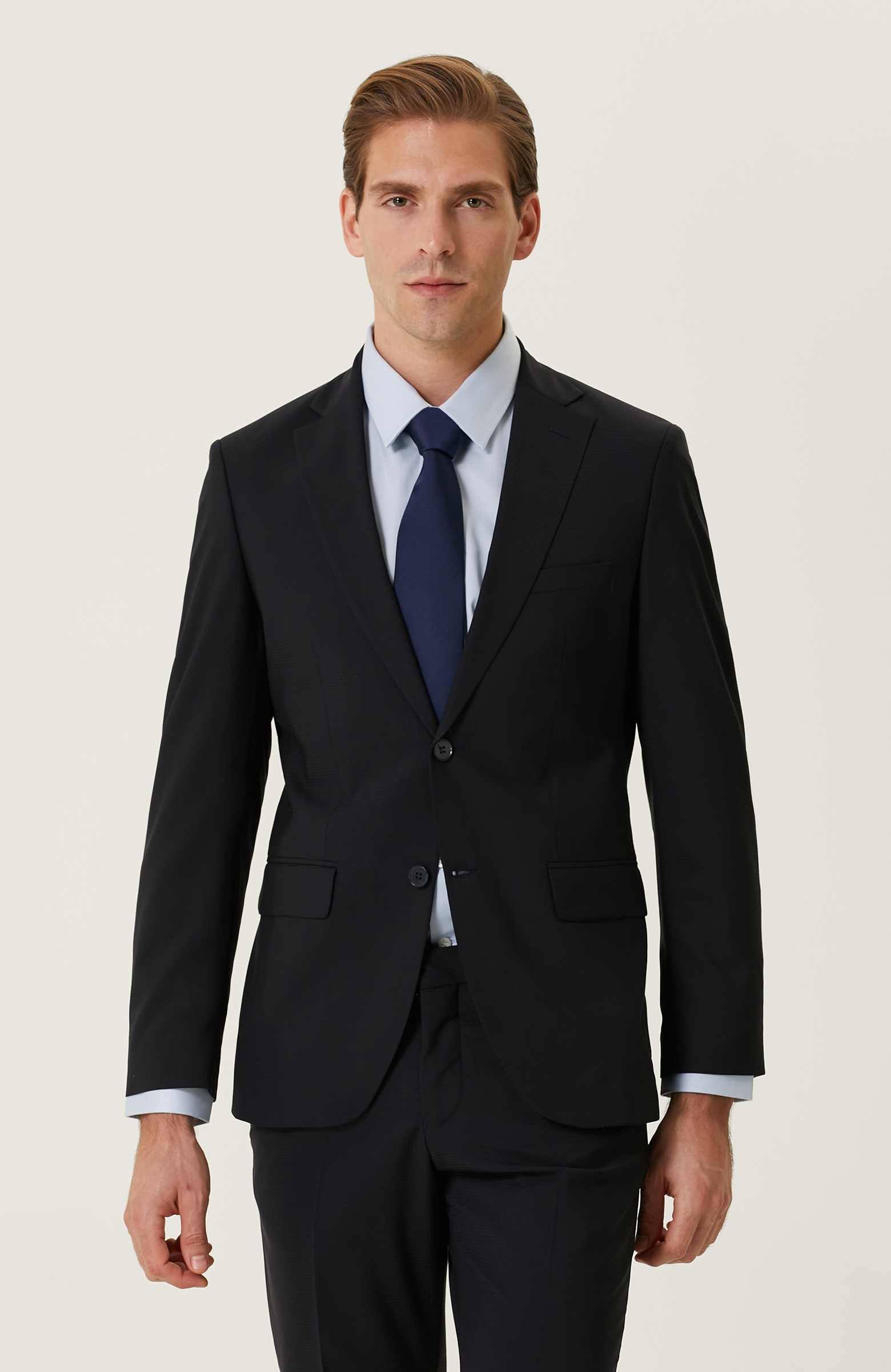 Lacivert Pötikareli Takım Elbise