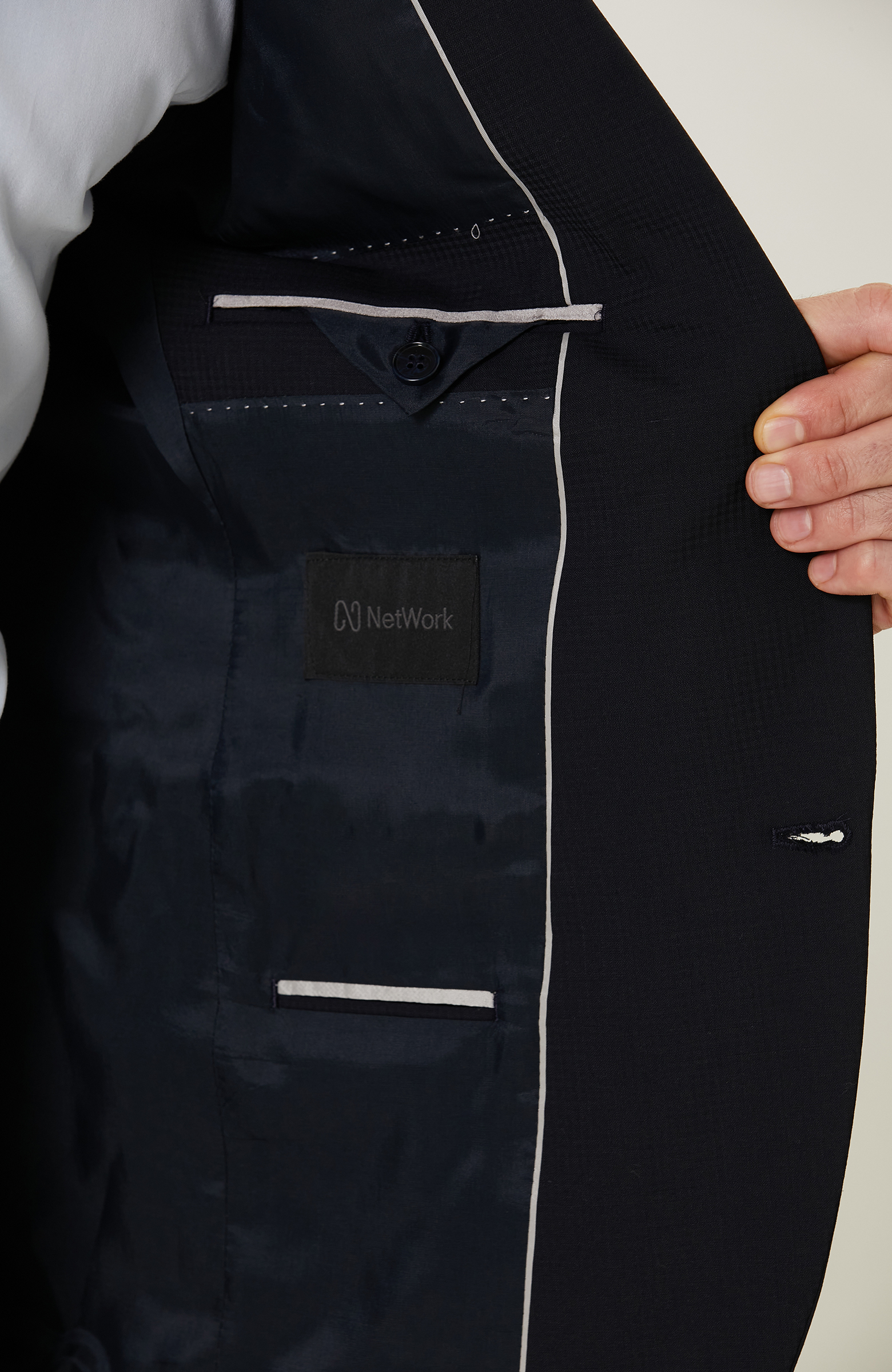 Lacivert Pötikareli Takım Elbise