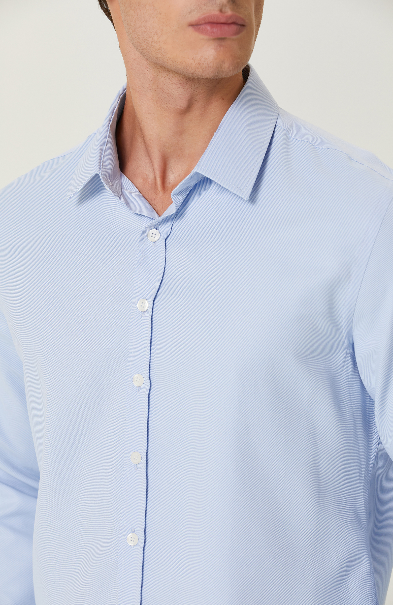 Mavi Diyagonel Cotton Gömlek