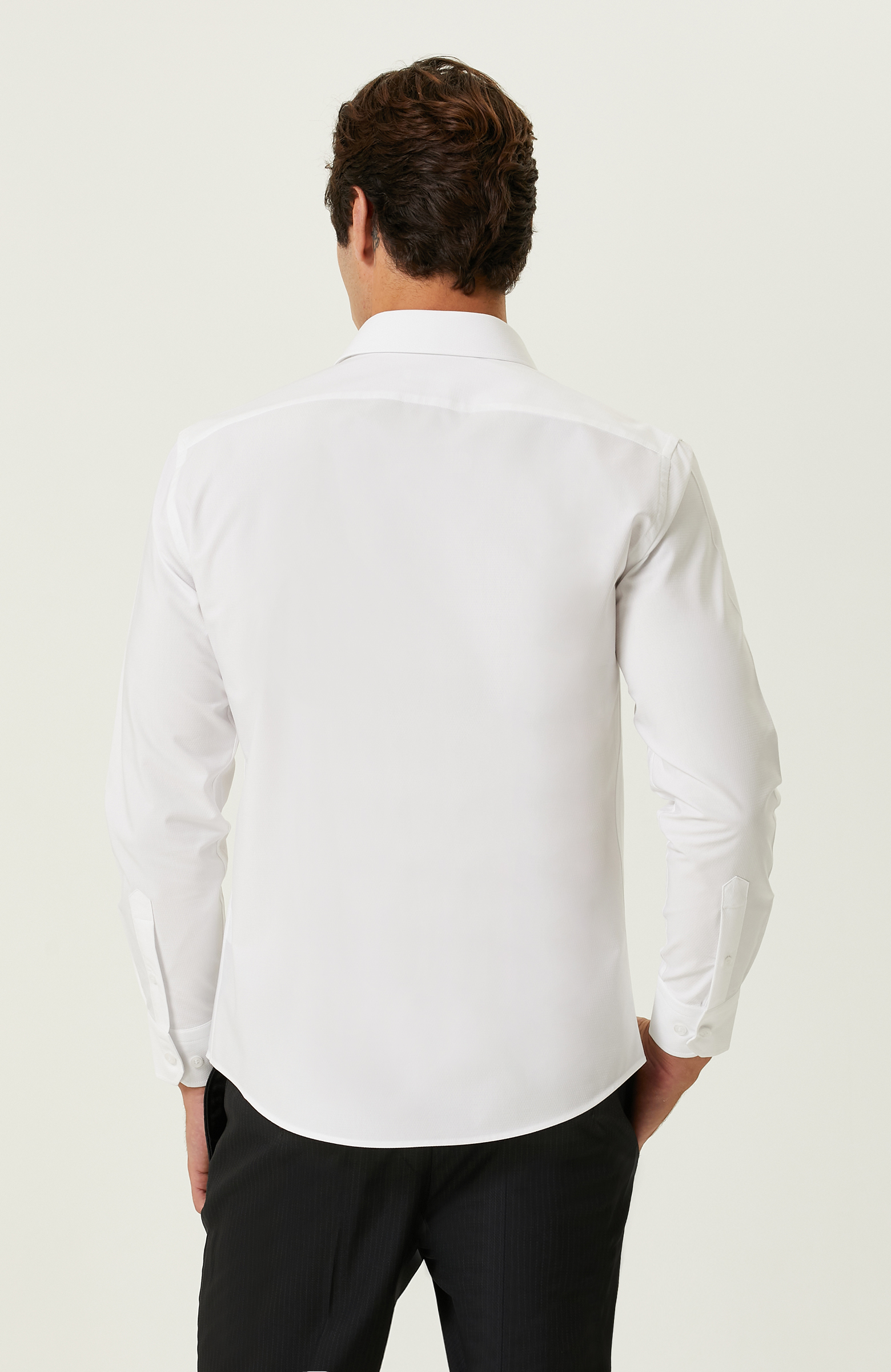 Beyaz Likralı Gömlek