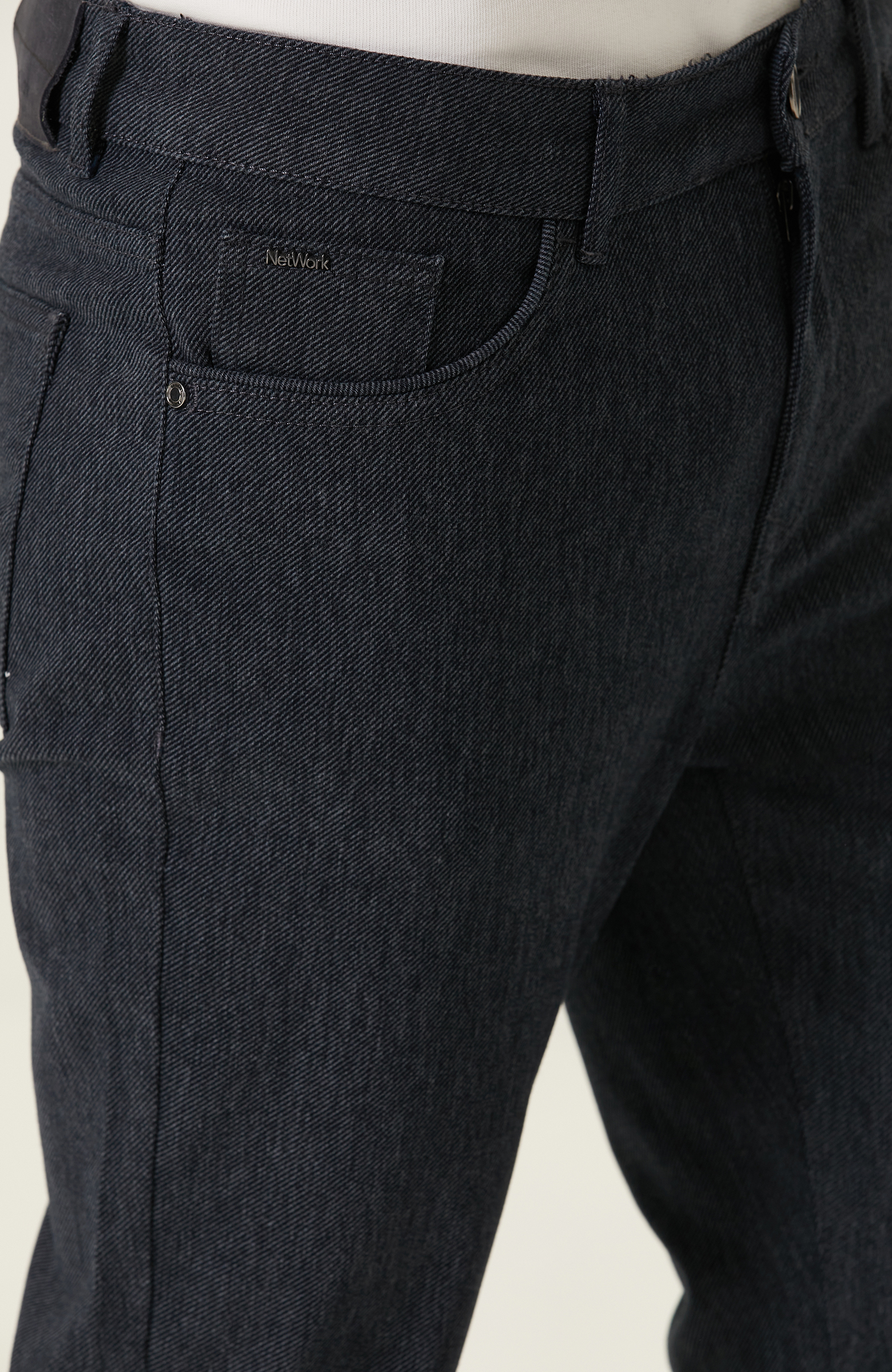 Lacivert Diyagonal Casual Pantolon