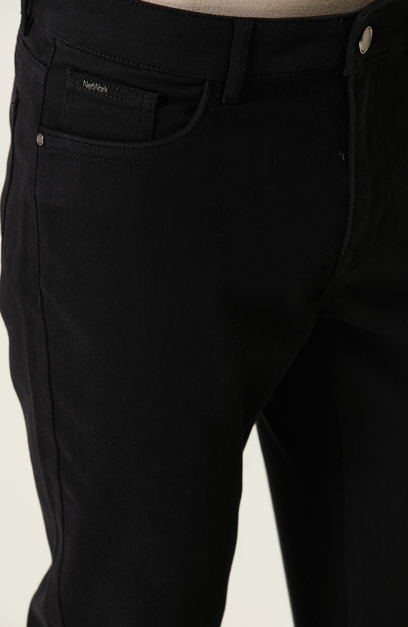 Siyah Diyagonal Casual Pantolon