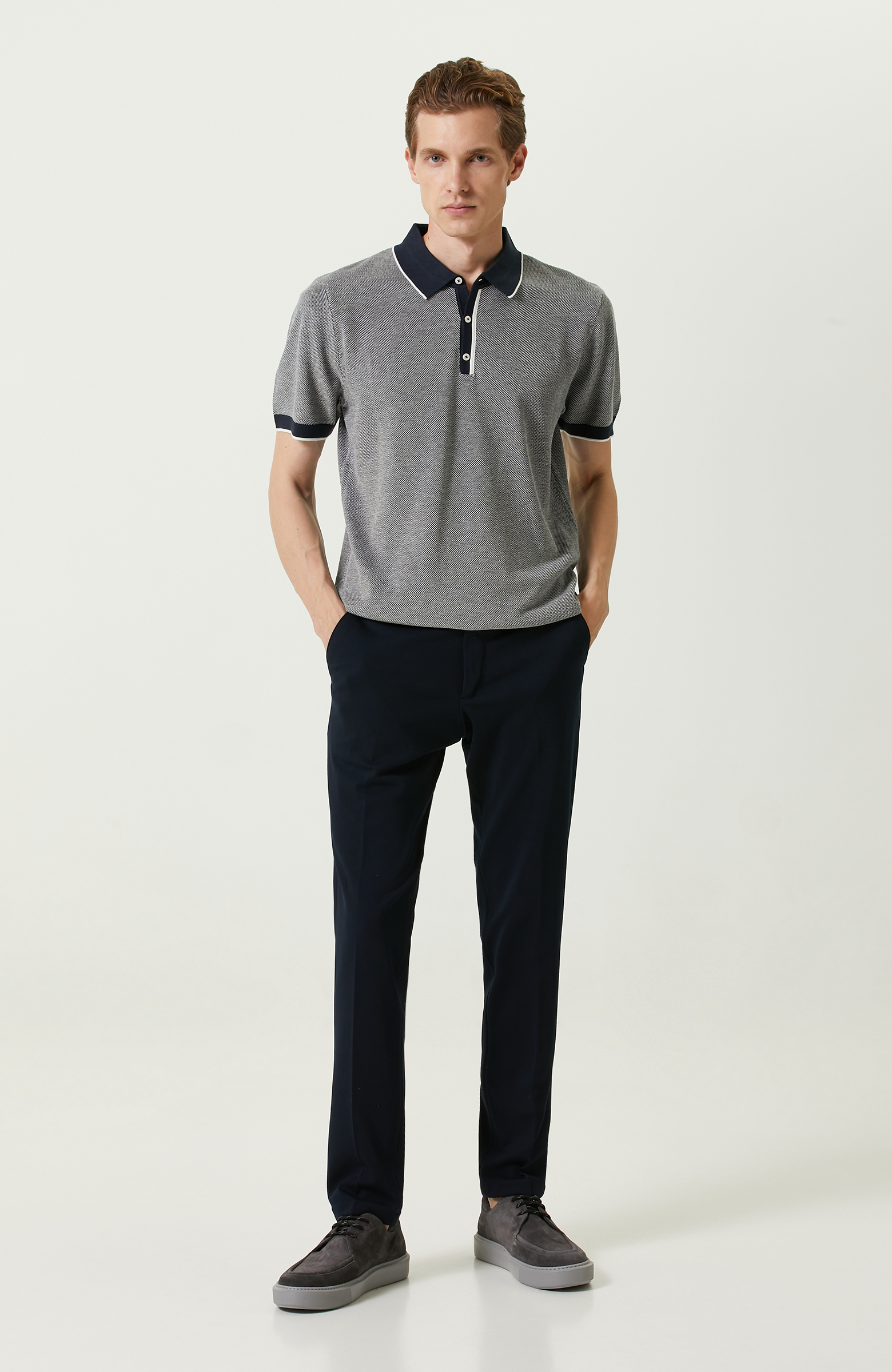 Lacivert Dokuma Pantolon