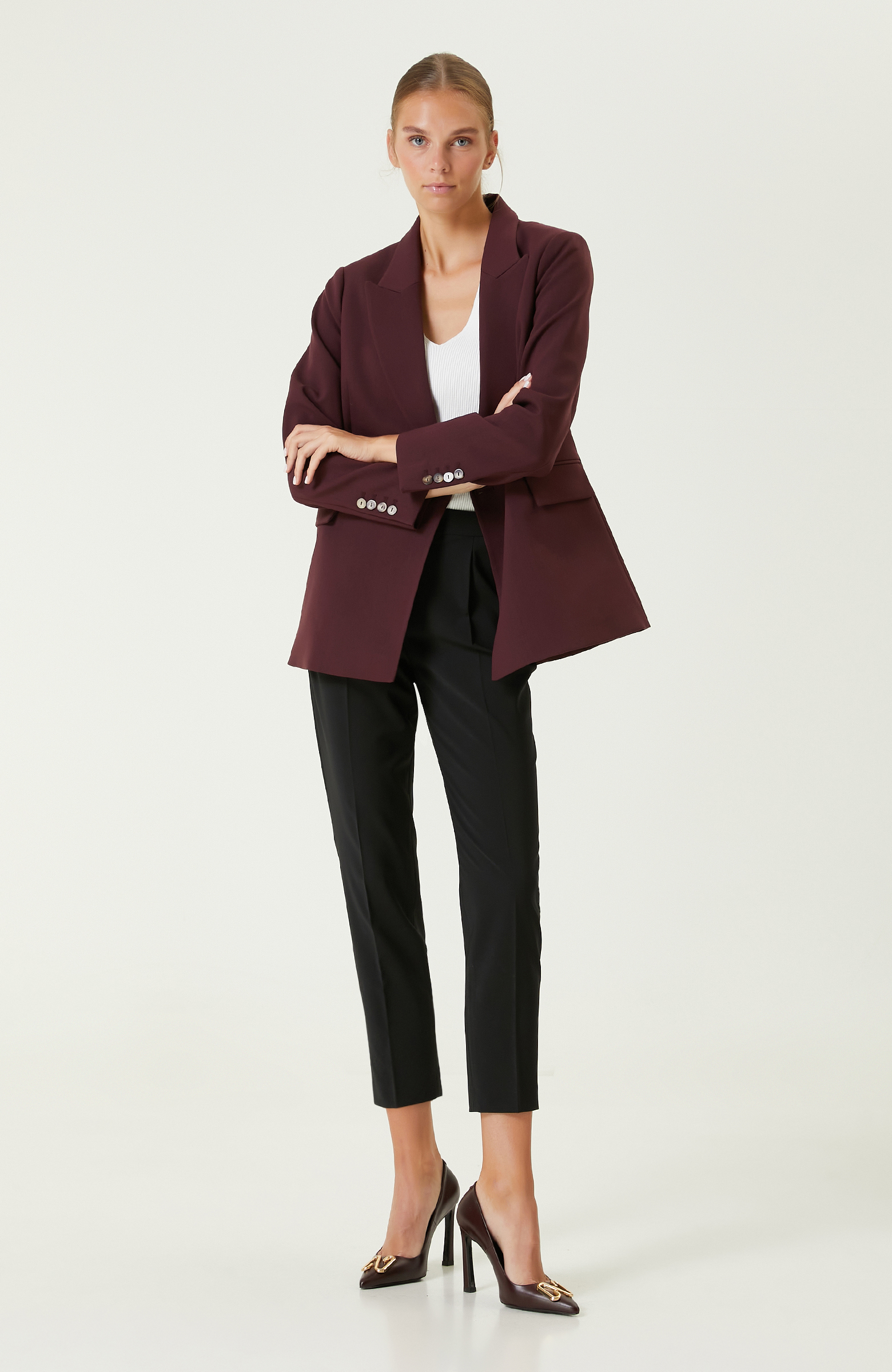 Bordo Uzun Kollu Ceket