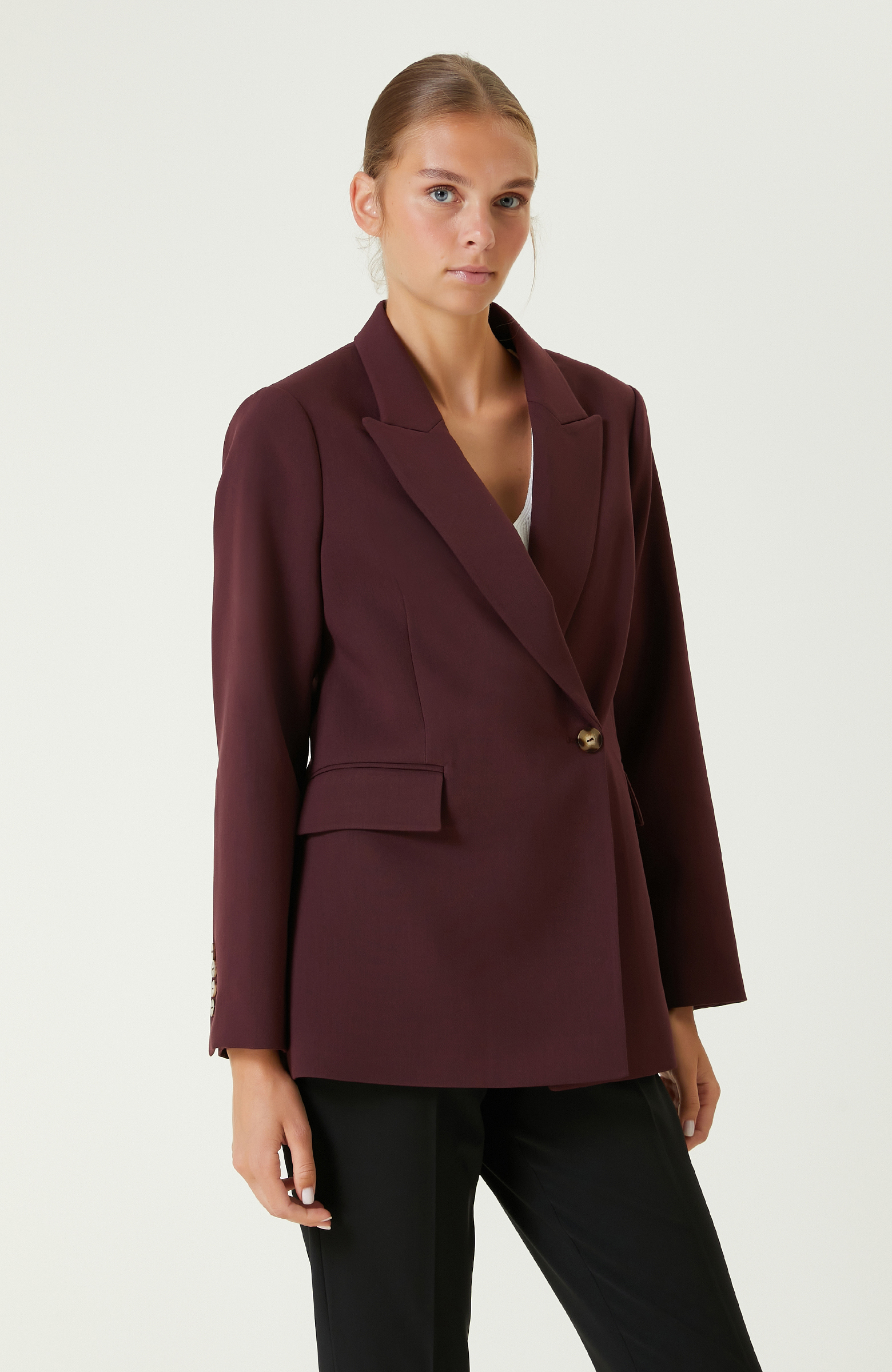 Bordo Uzun Kollu Ceket