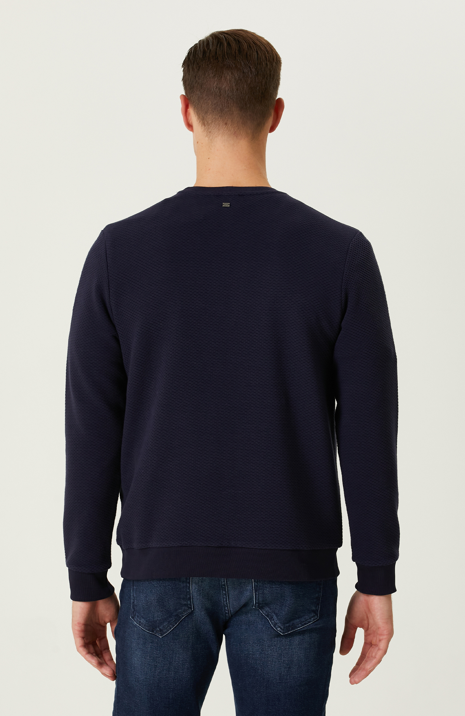 Lacivert Bisiklet Yaka Sweatshirt