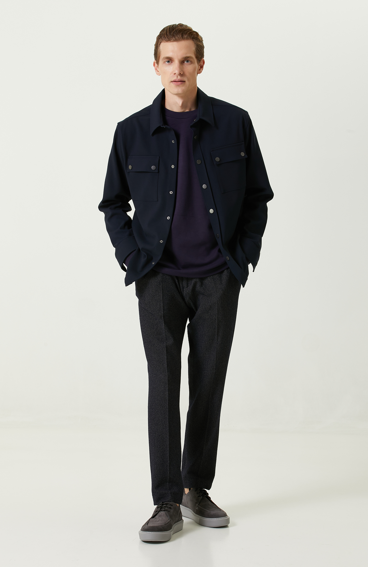 Lacivert Çıtçıtlı Dış Gömlek