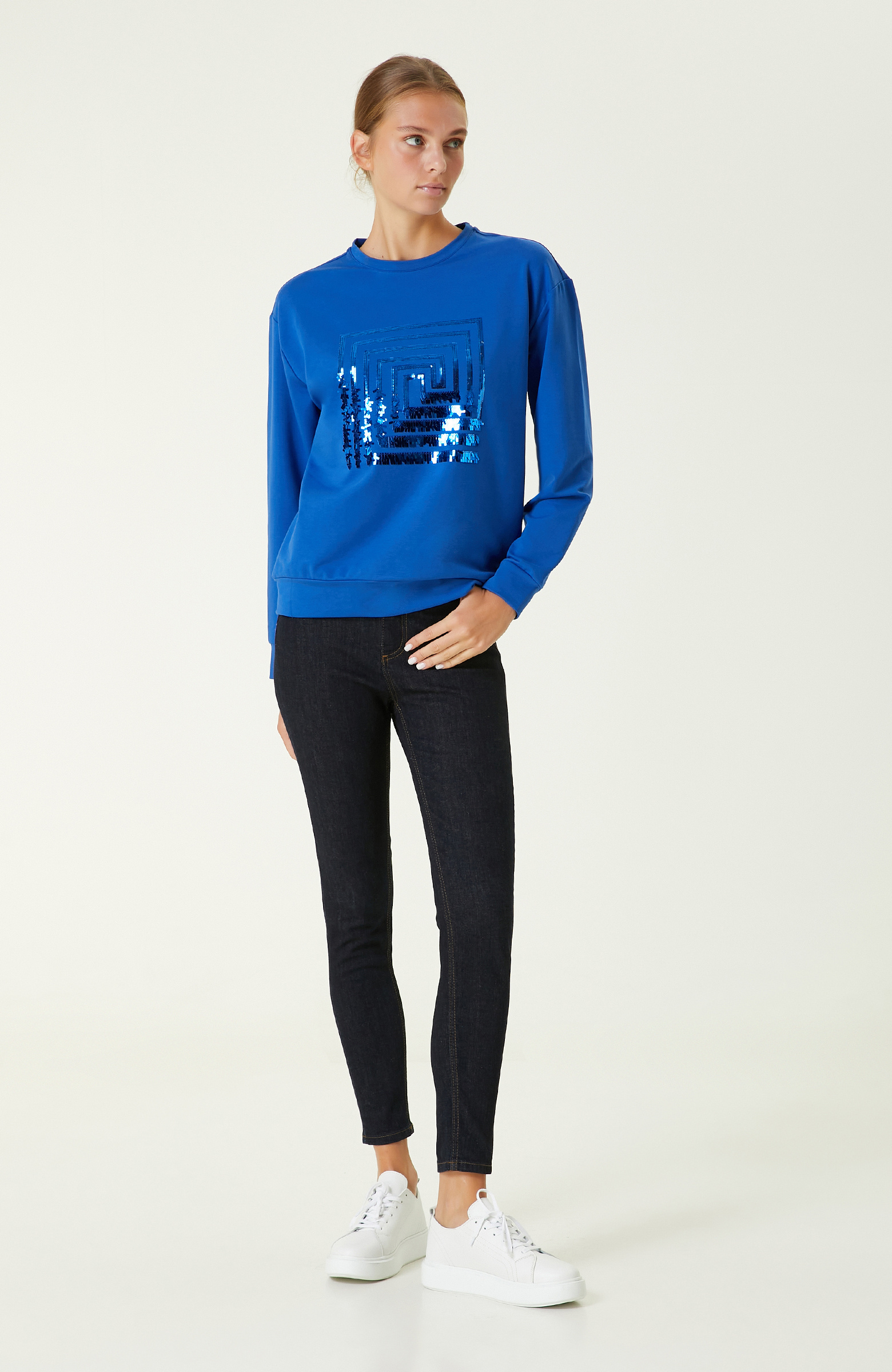 Royal Mavi Payetli Sweatshirt