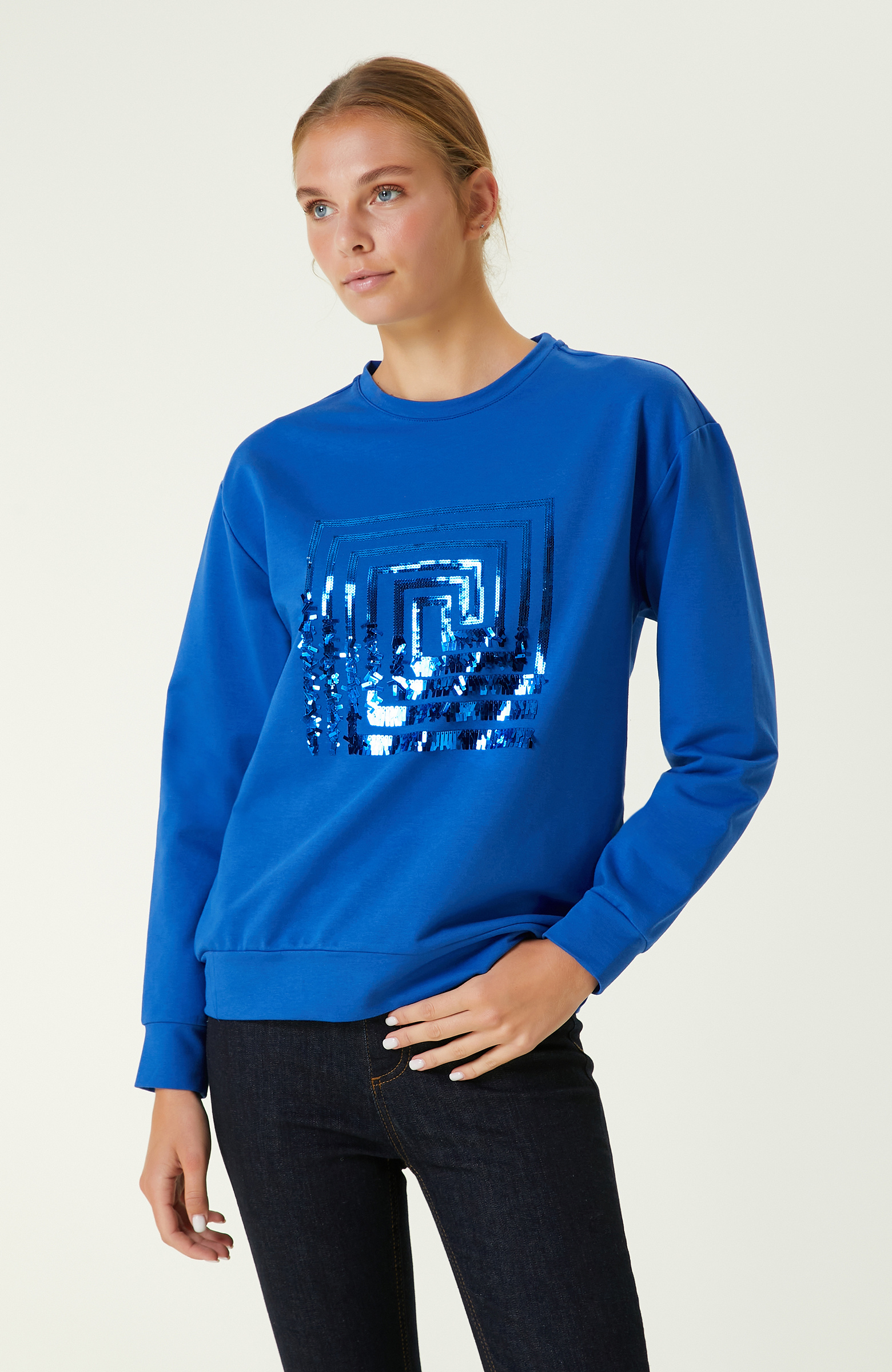 Royal Mavi Payetli Sweatshirt