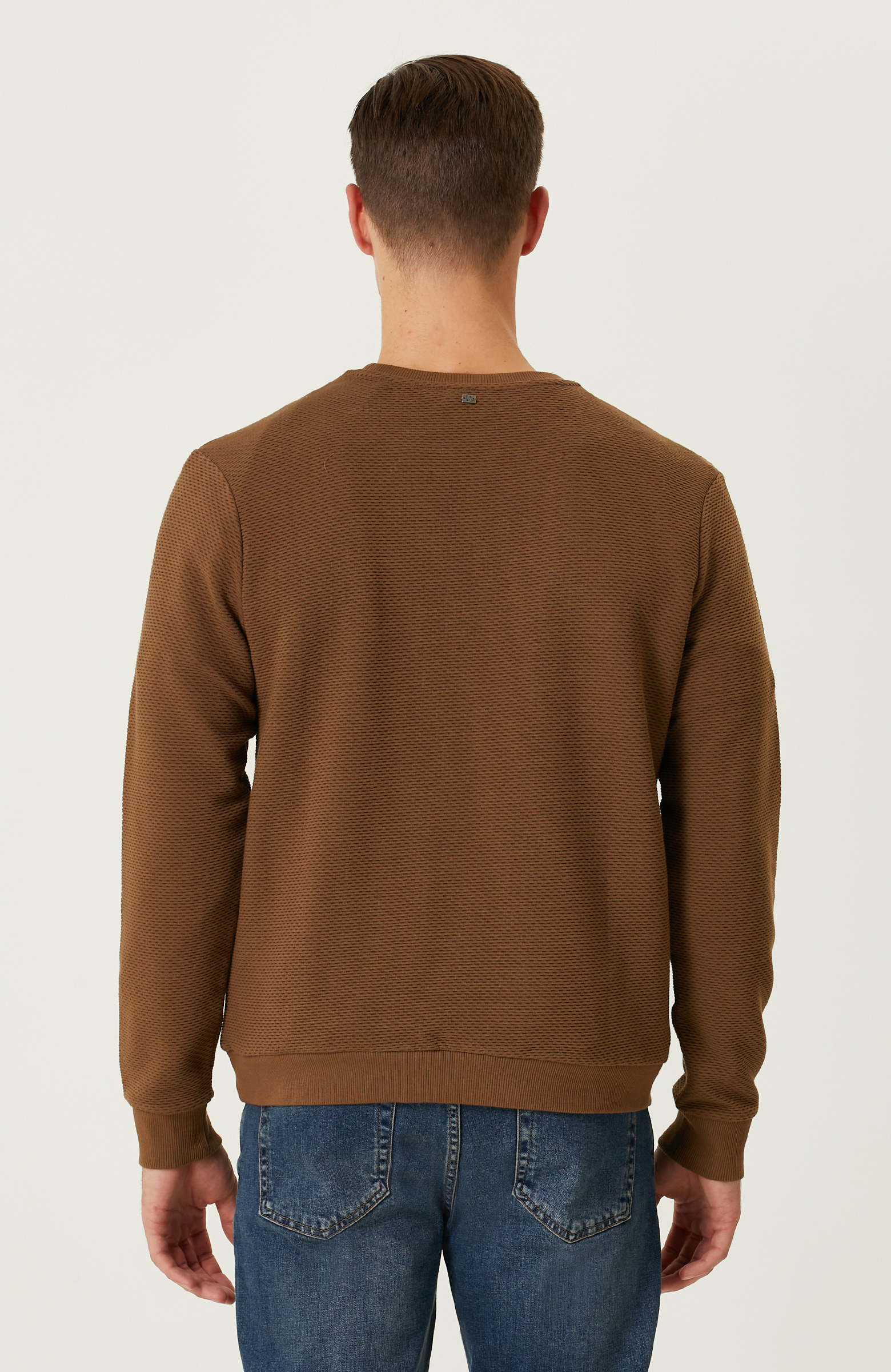 Slim Fit Vizon Jakarlı Sweatshirt