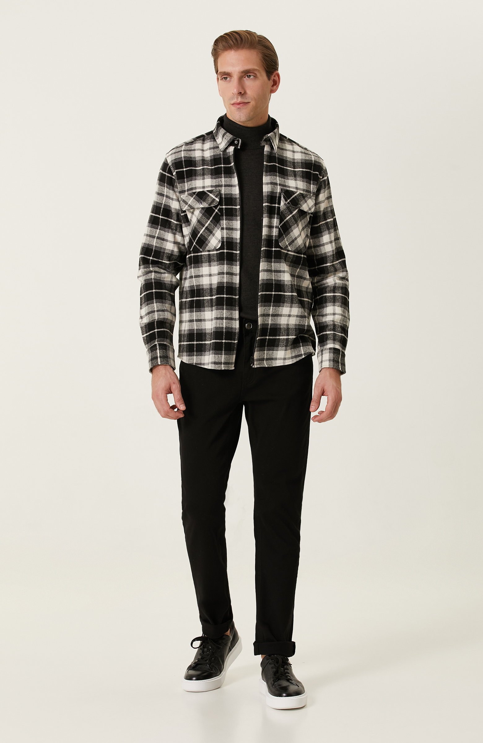 Siyah Gri Ekose Desenli Gömlek