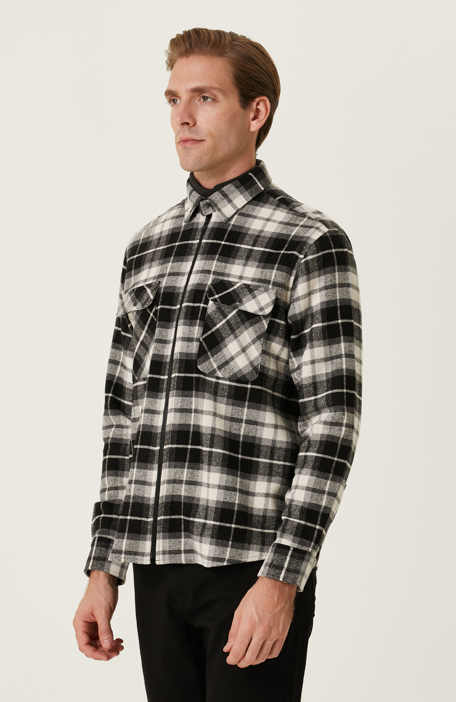 Siyah Gri Ekose Desenli Gömlek