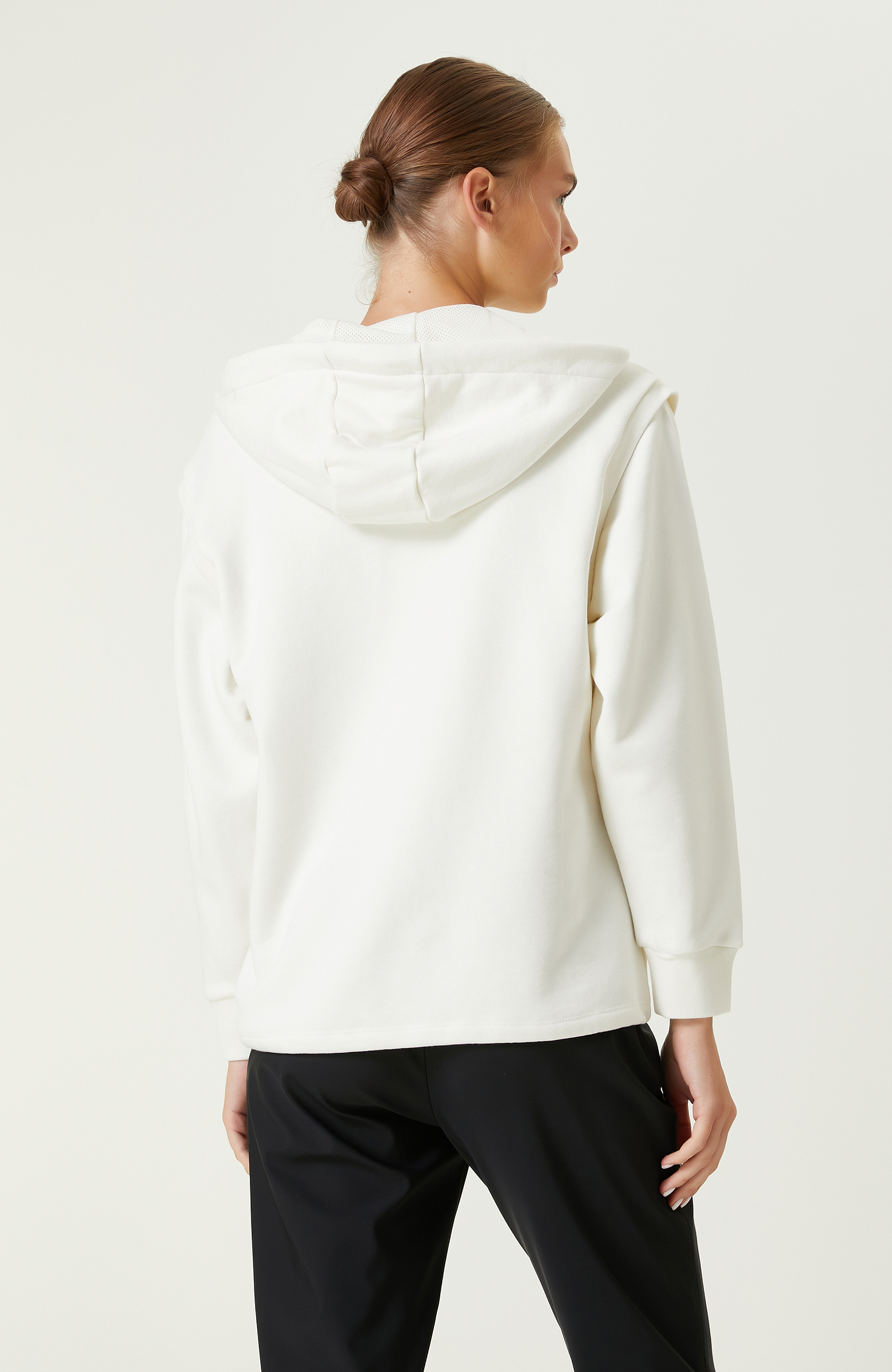 Ekru Fermuar Detaylı Sweatshirt