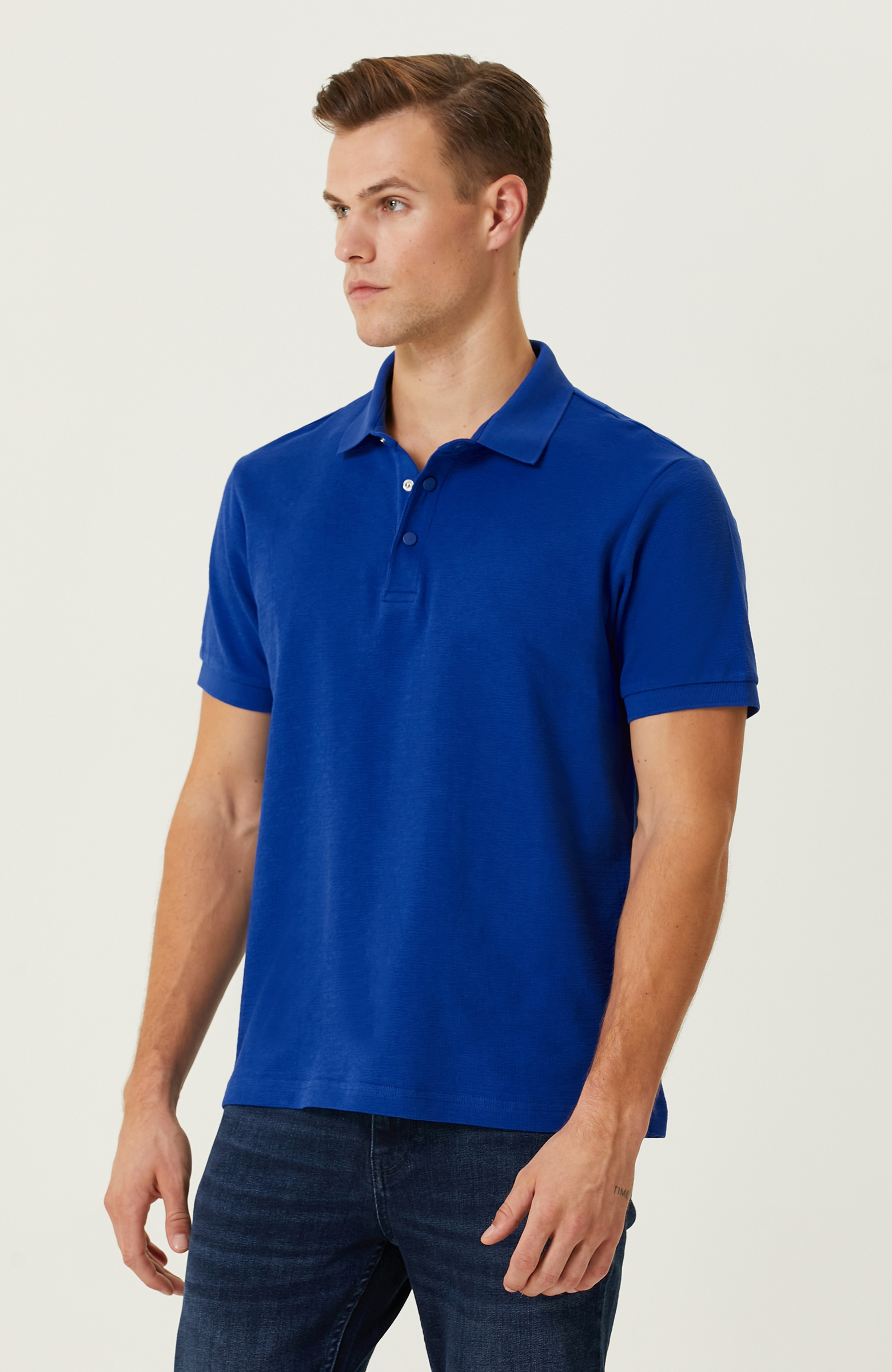 Saks Pamuklu Polo Yaka Tshirt