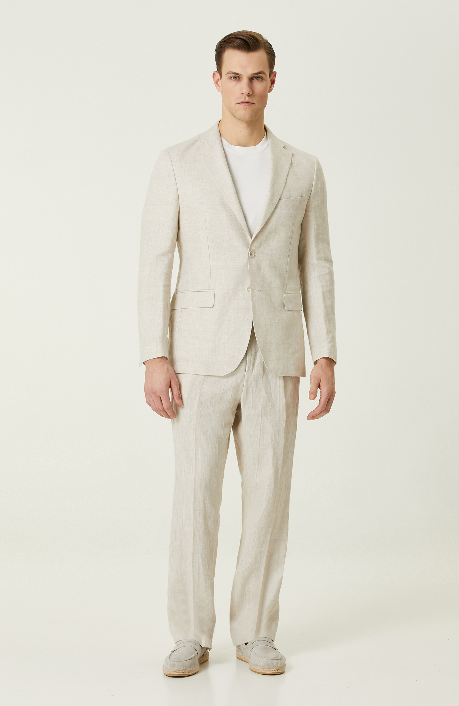 Limited Bej Keten Takım Elbise