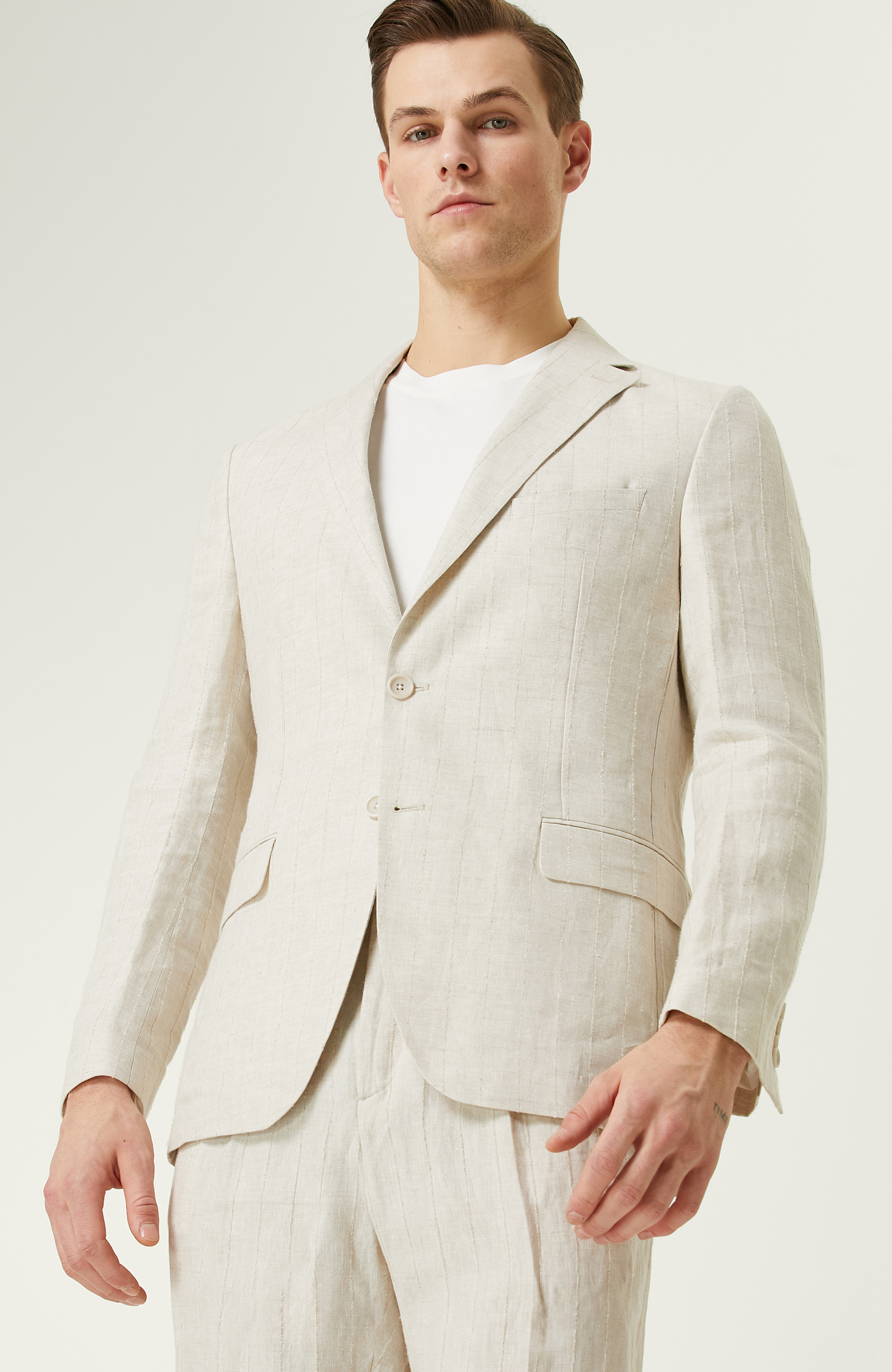 Limited Bej Keten Takım Elbise