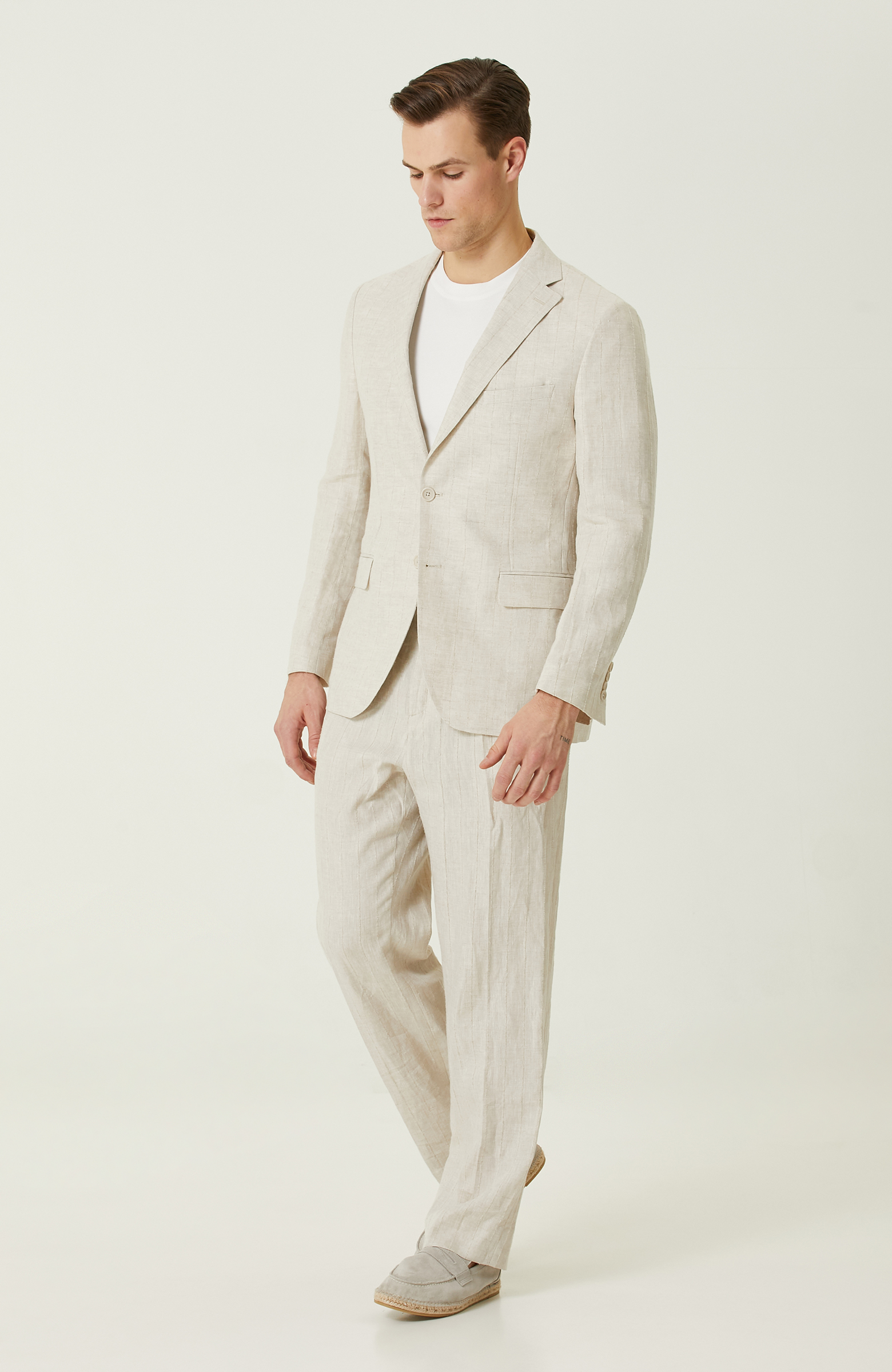 Limited Bej Keten Takım Elbise