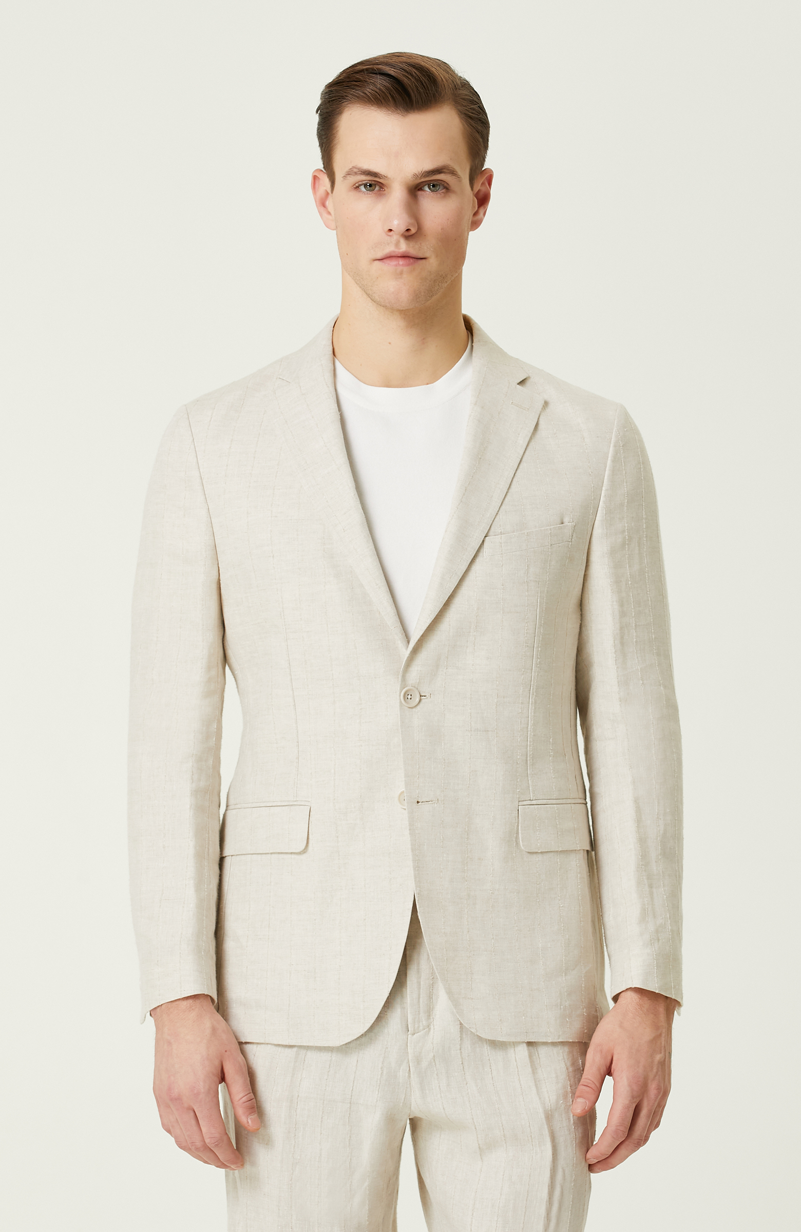 Limited Bej Keten Takım Elbise