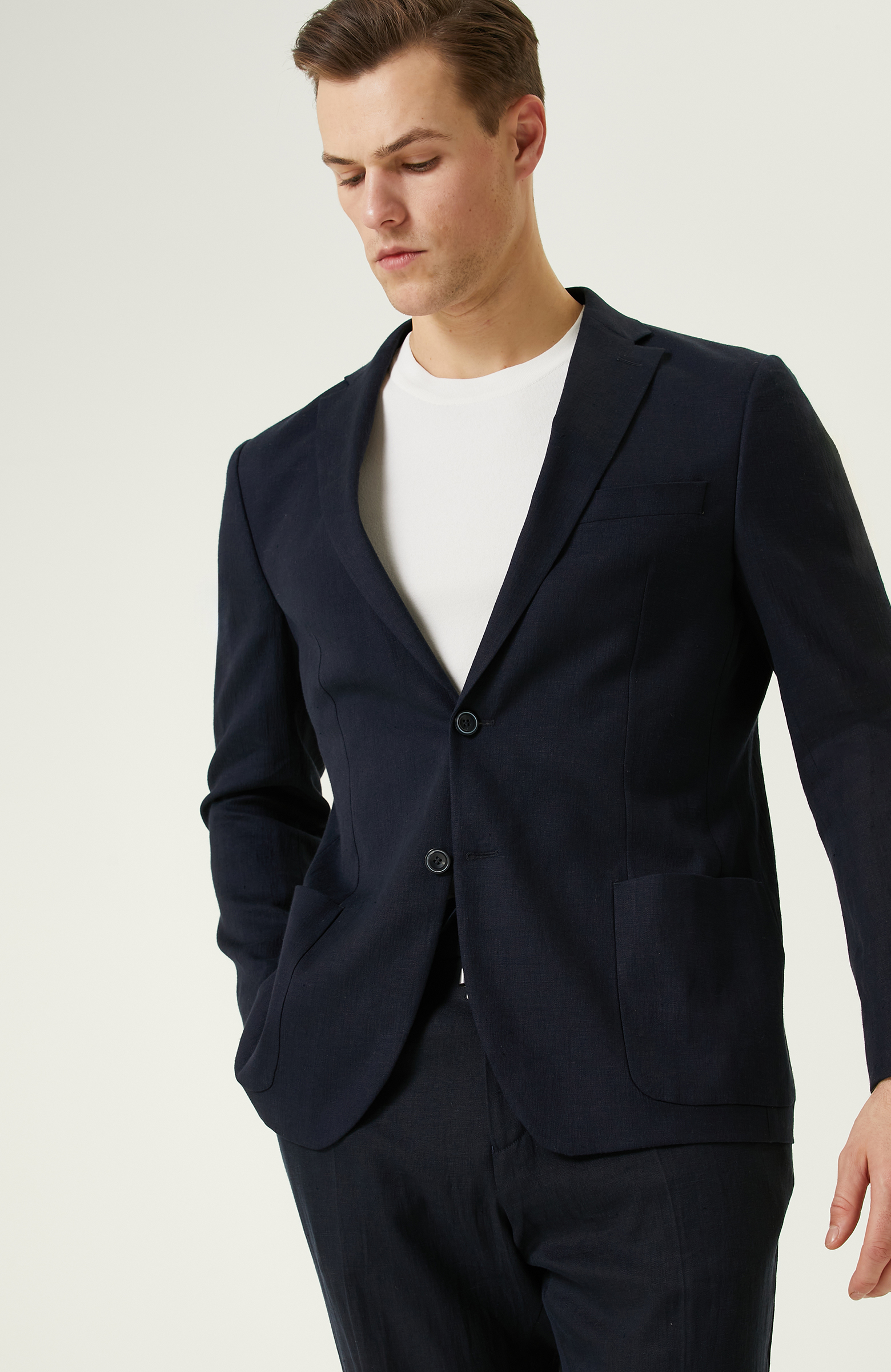 Lacivert Keten Takım Elbise