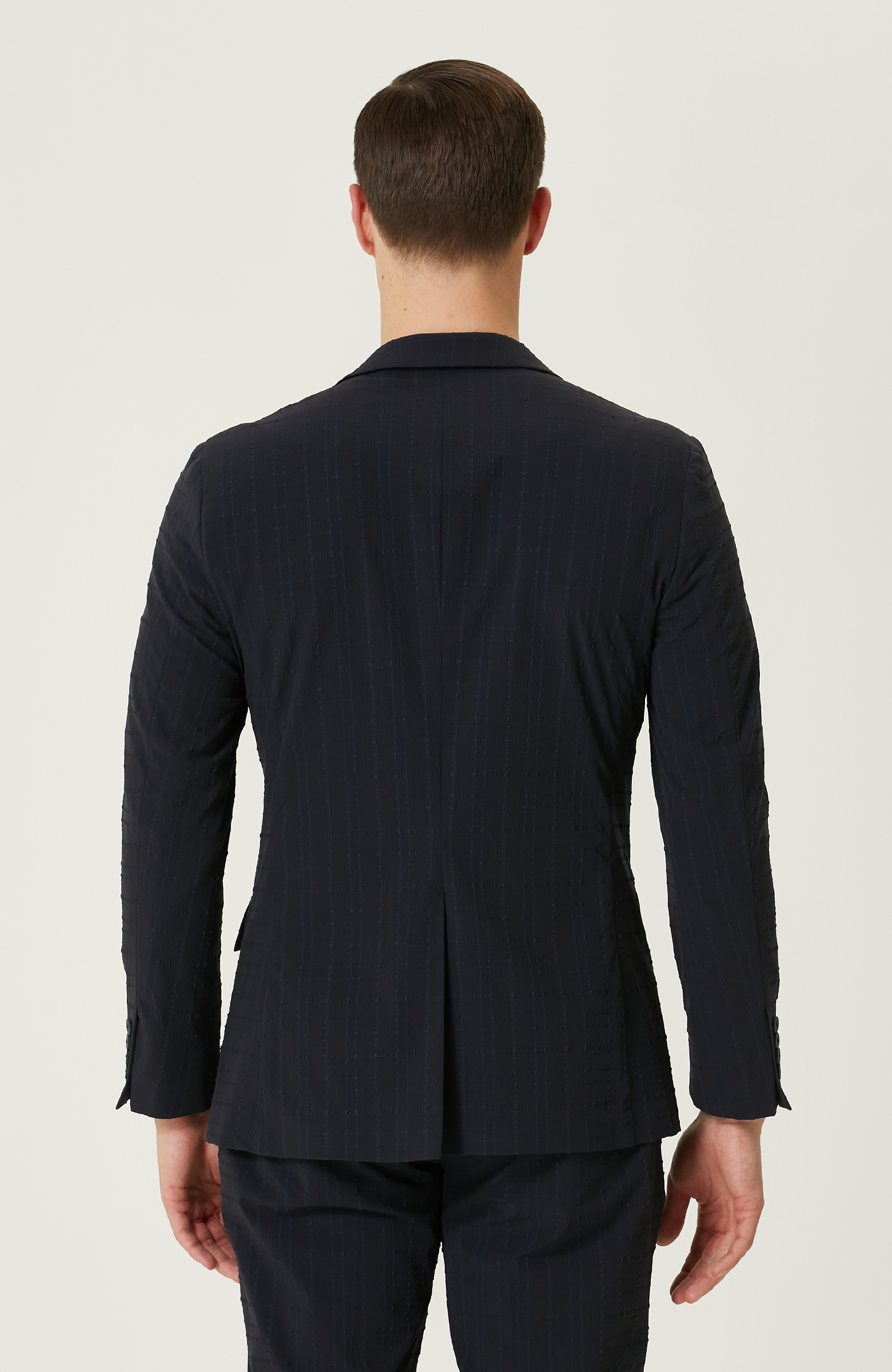 Lacivert Ekose Desenli N-Tech Ceket