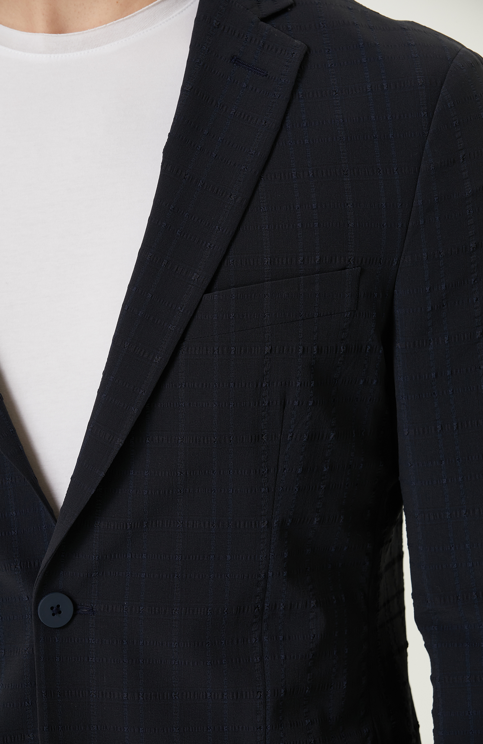 Lacivert Ekose Desenli N-Tech Ceket