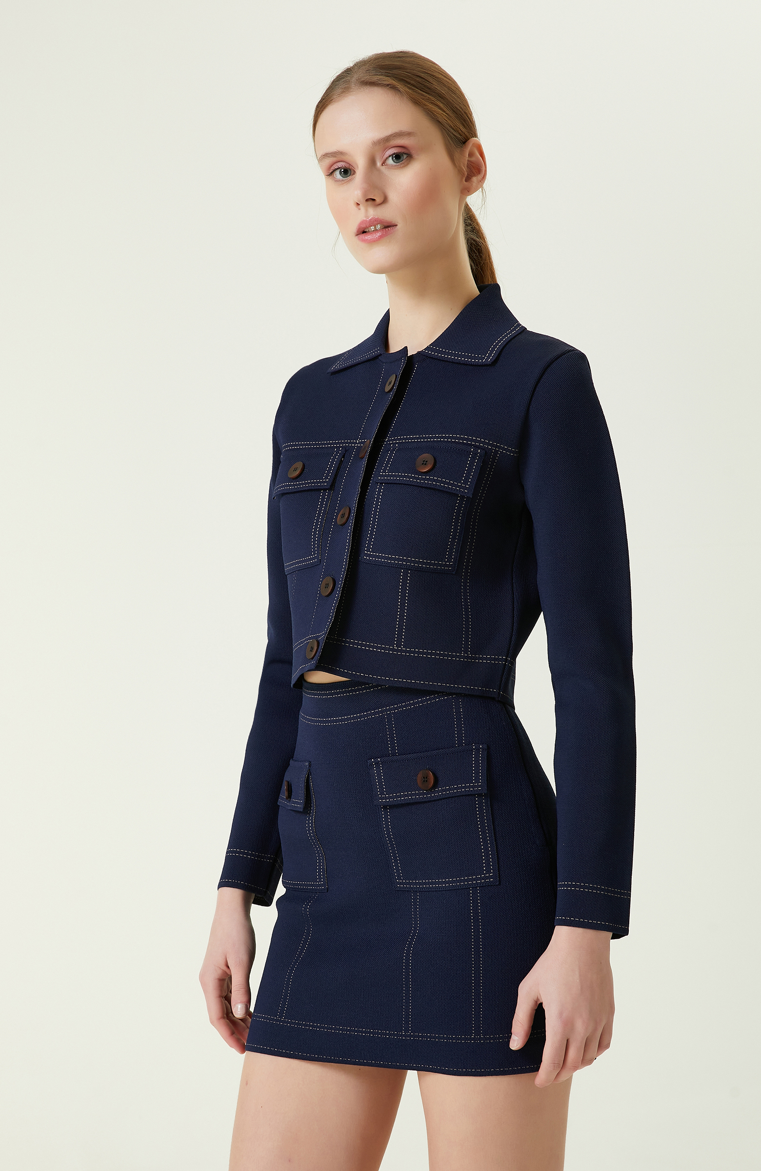 Koyu Lacivert Triko Ceket