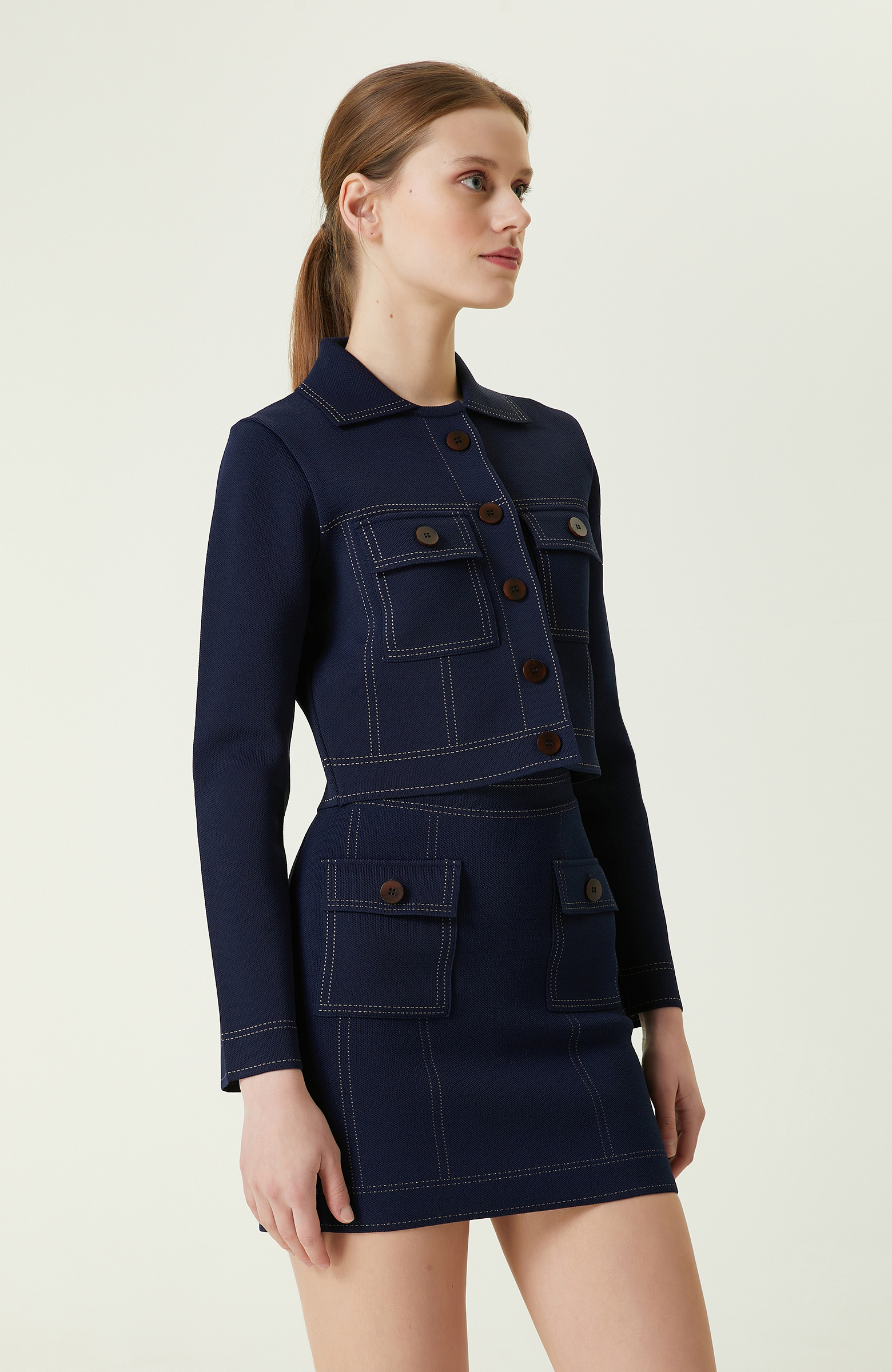 Koyu Lacivert Triko Ceket