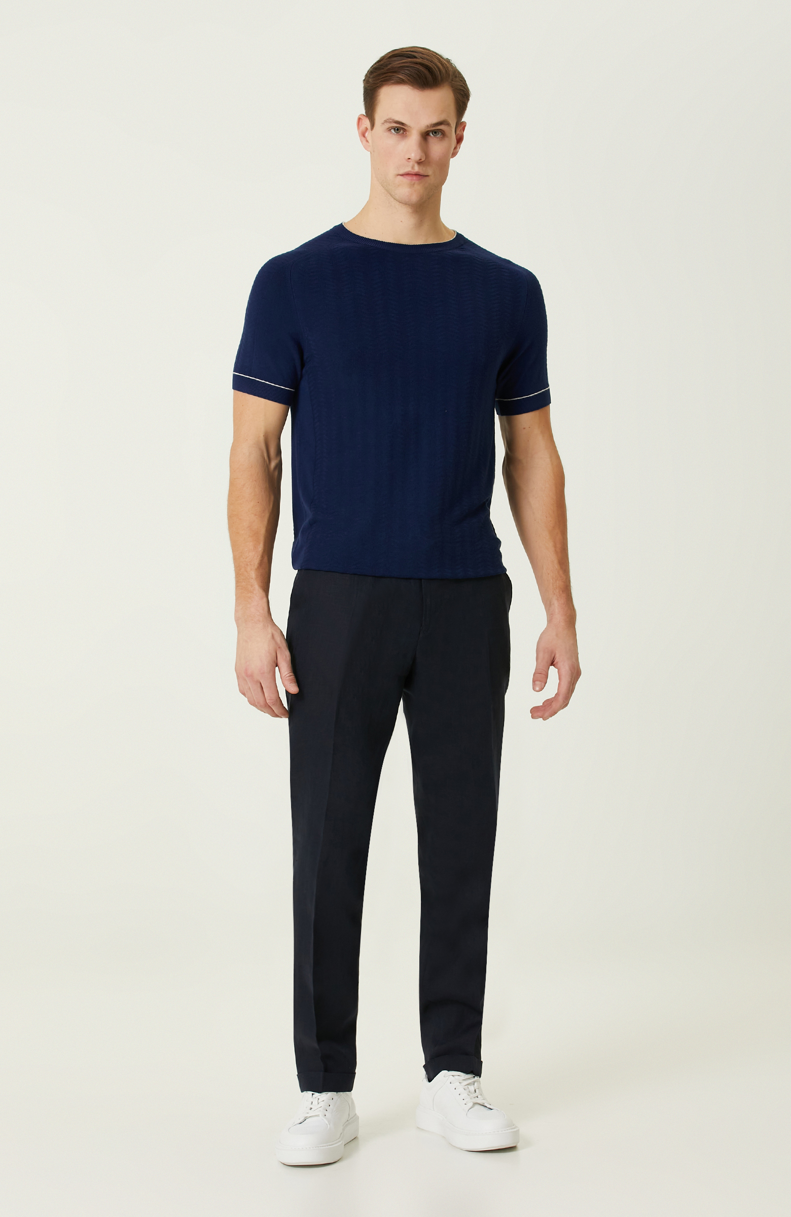 Lacivert Keten Pantolon