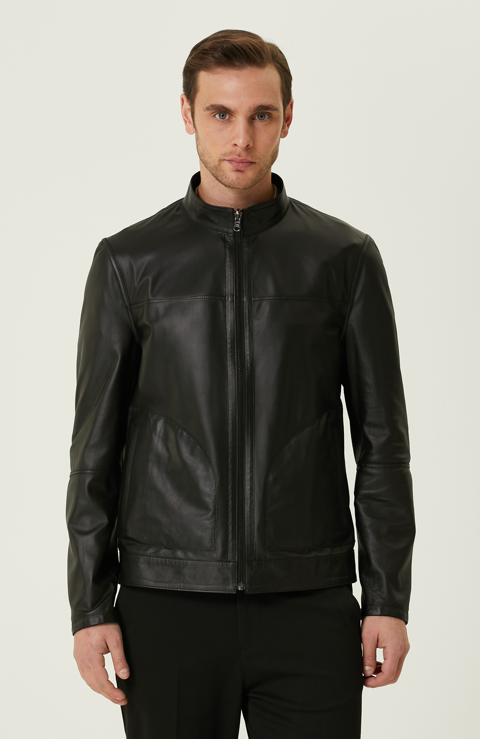 Black Double Sided Leather Coat