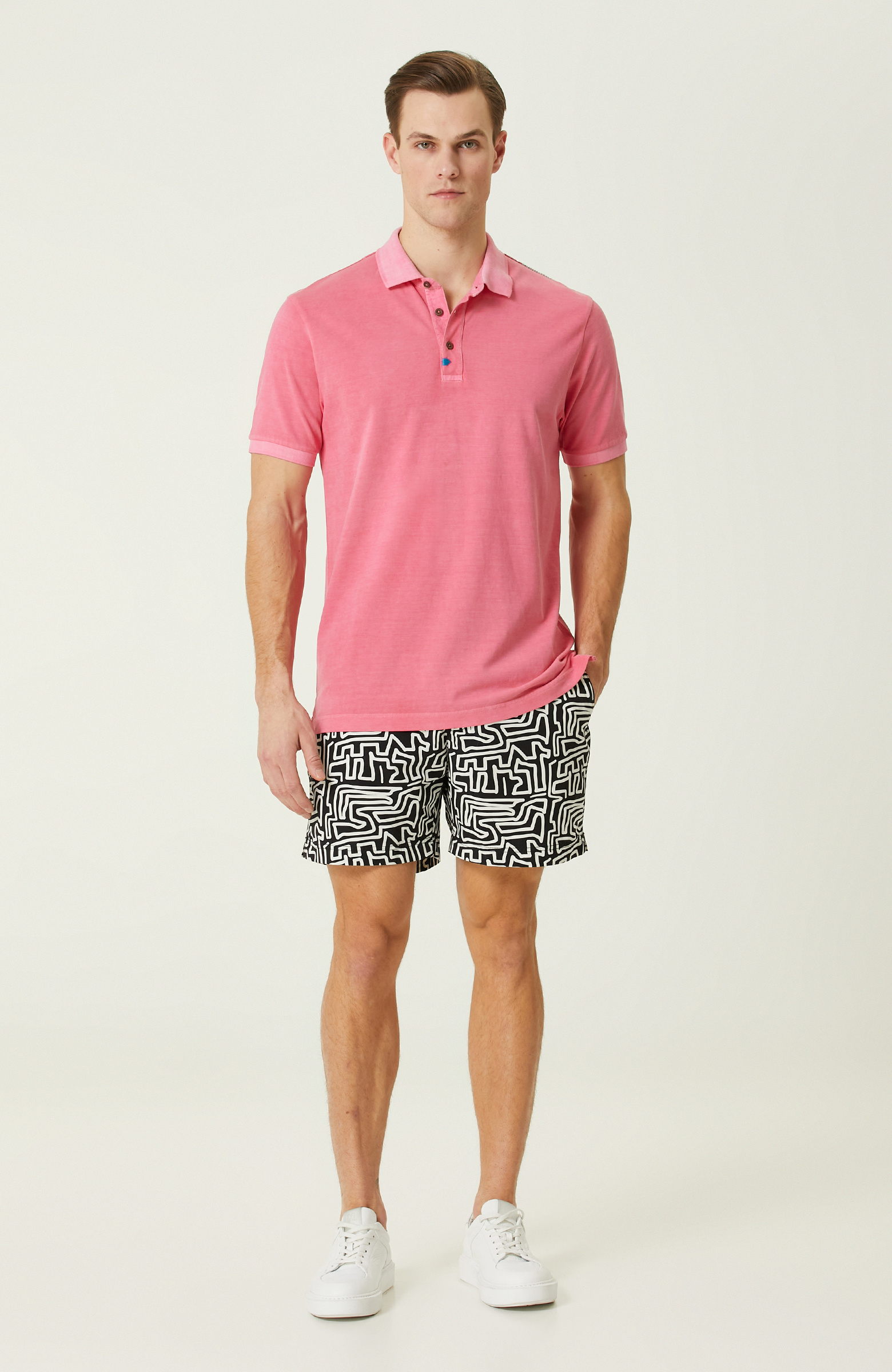Pink Polo Neck T-Shirt