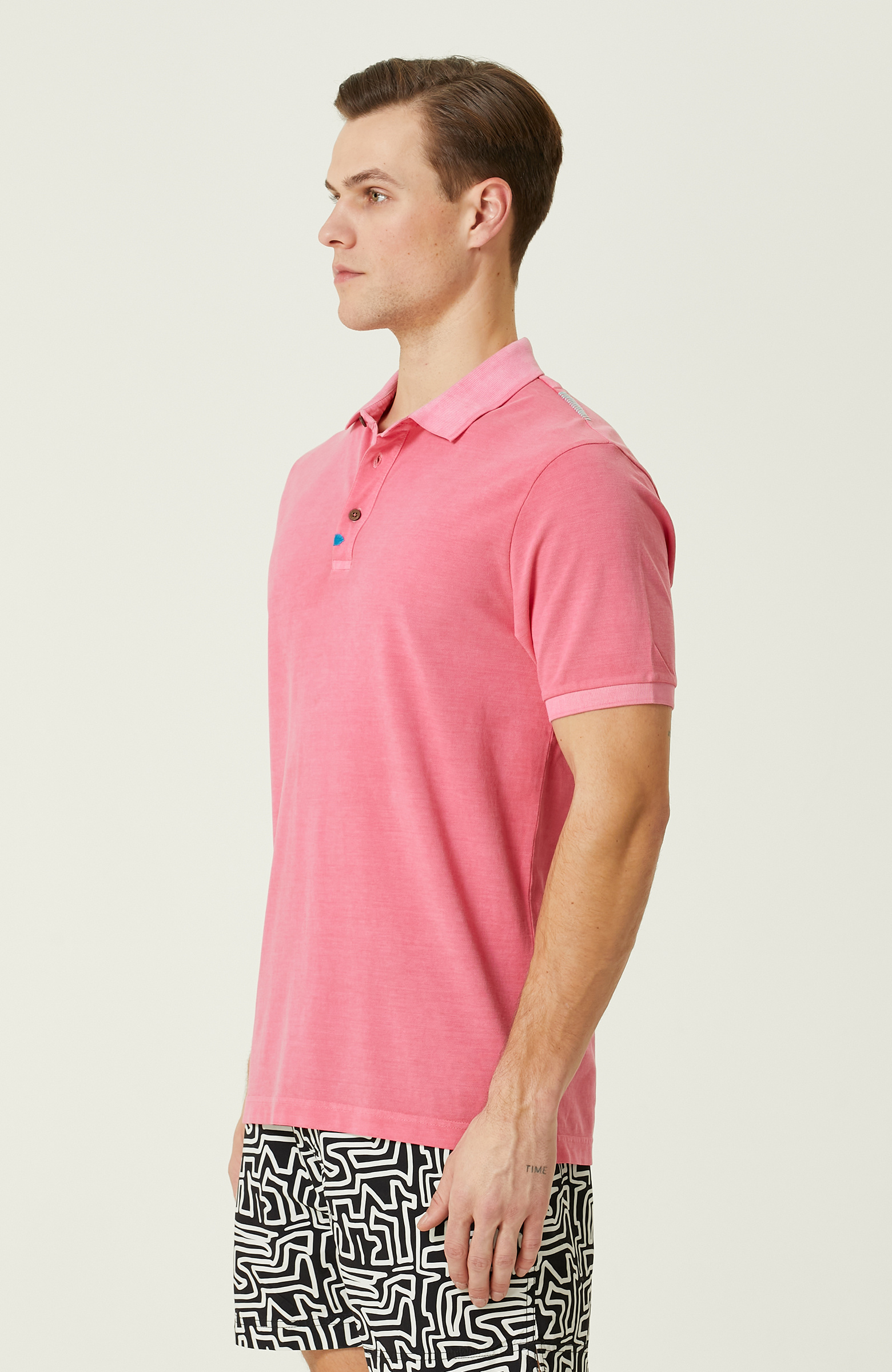 Pink Polo Neck T-Shirt