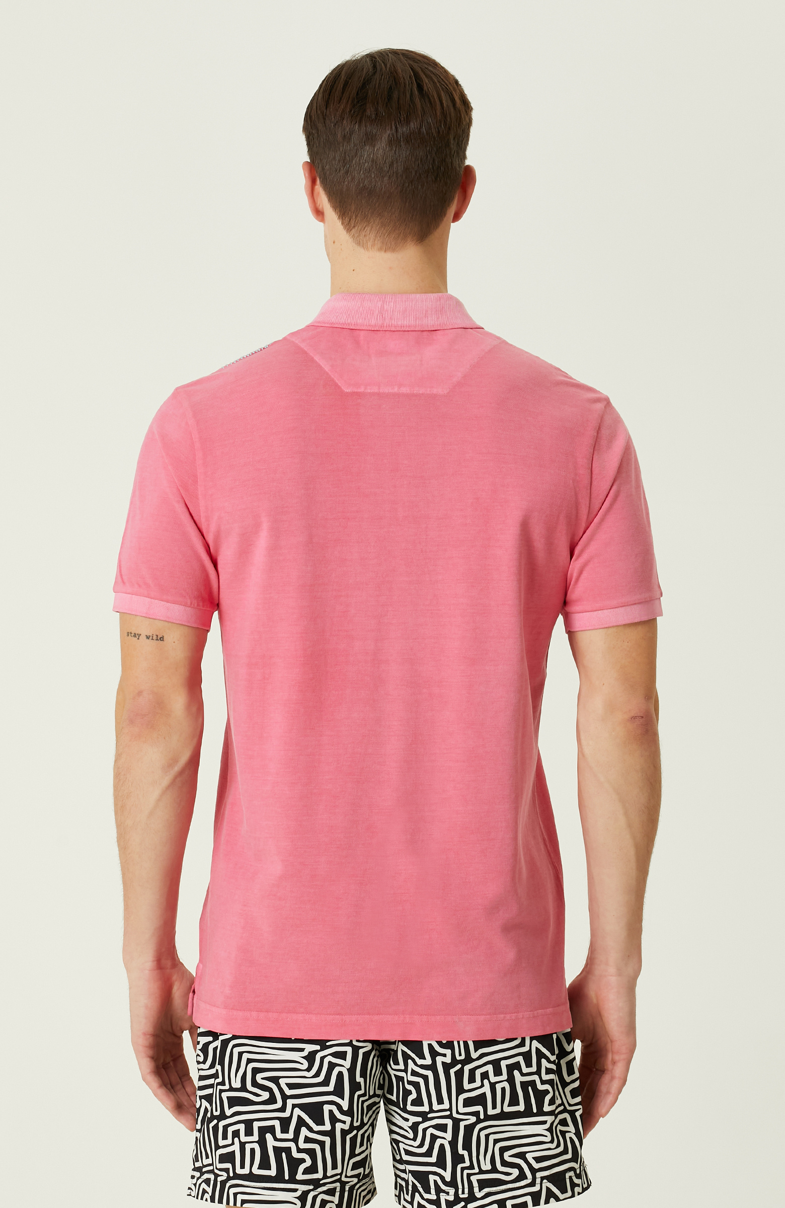 Pink Polo Neck T-Shirt