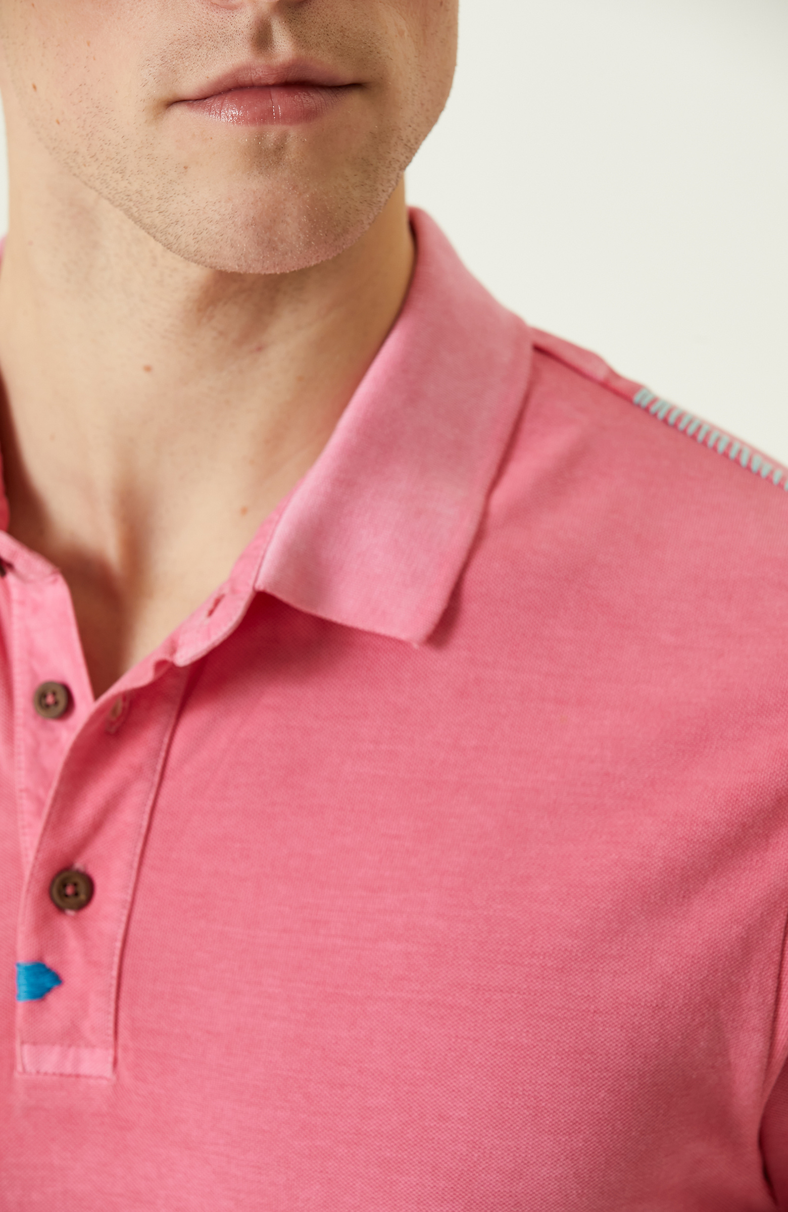 Pink Polo Neck T-Shirt