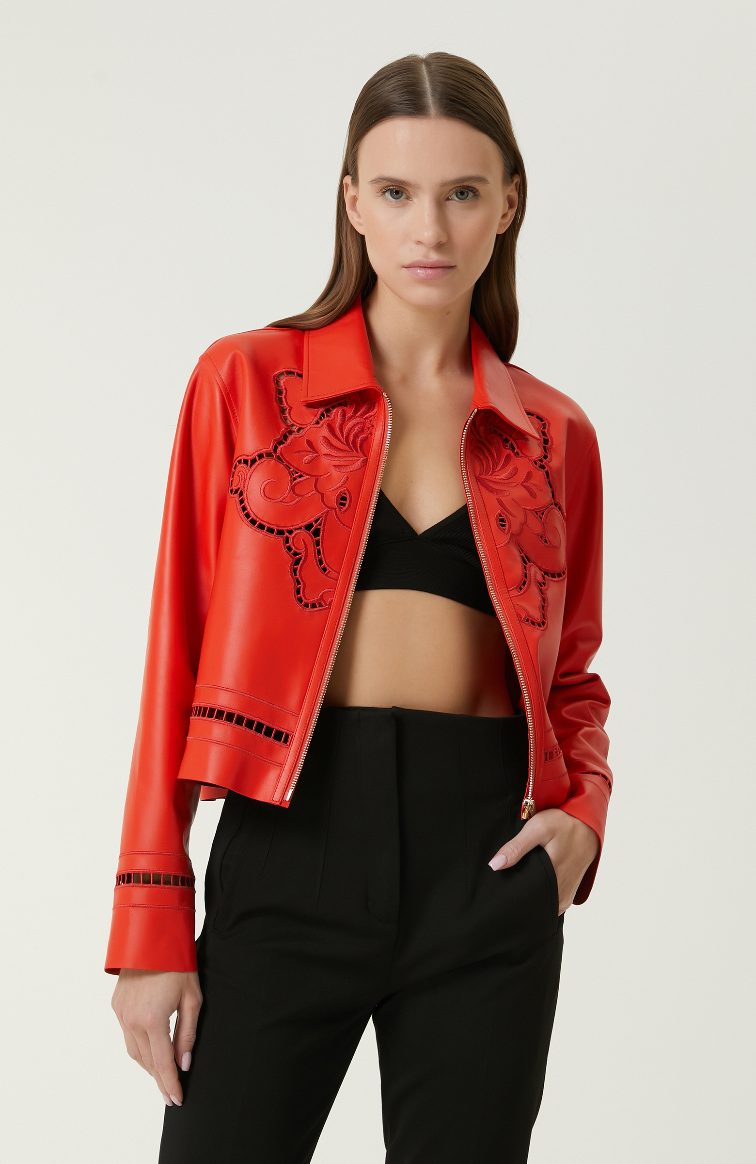 Limited  Nar Çiçeği Deri Mont