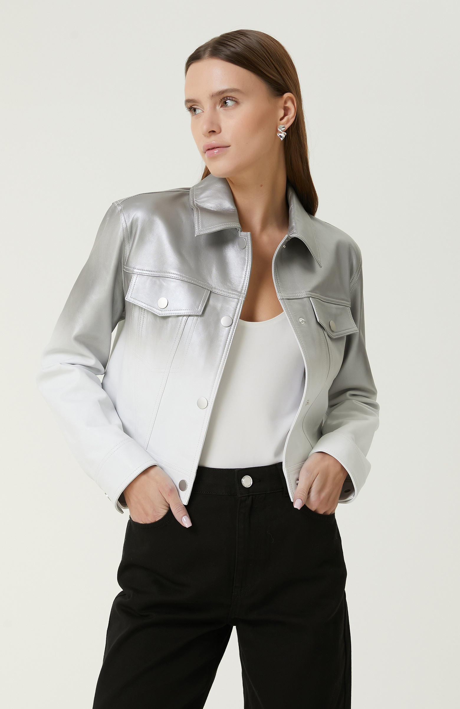Silver Leather Jacket