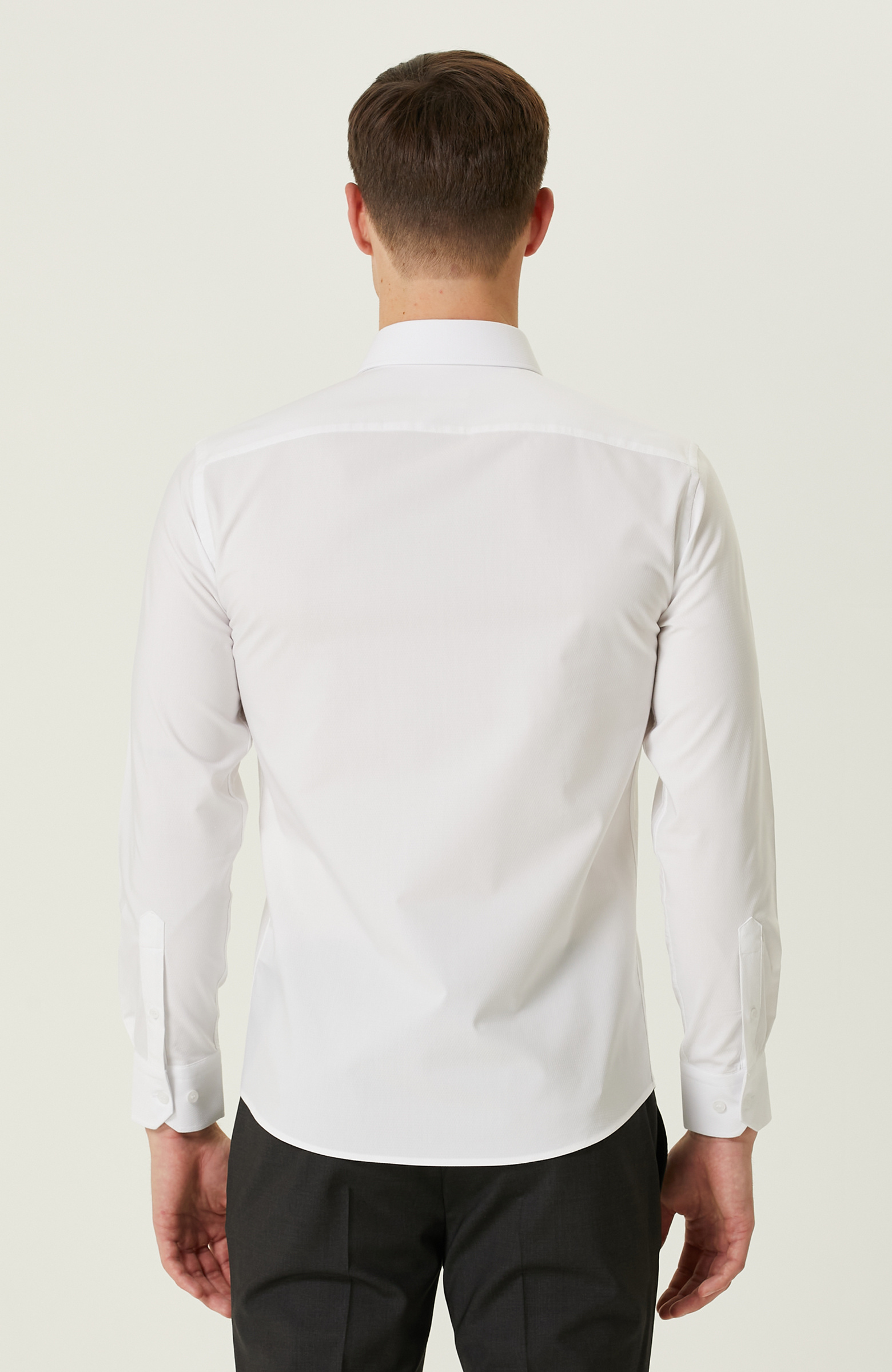 Beyaz Petek Desenli Gömlek