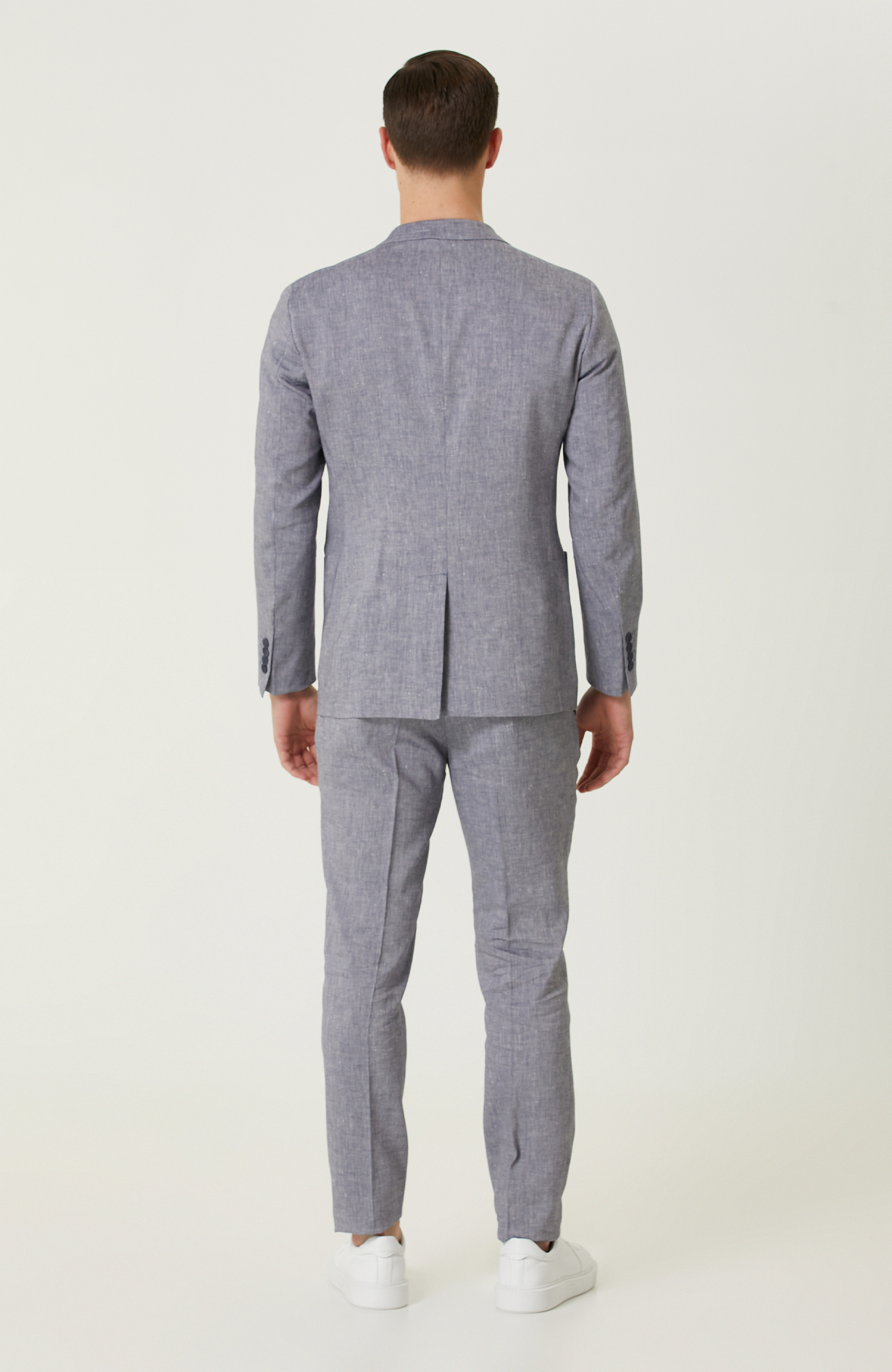 Mavi Keten Takım Elbise