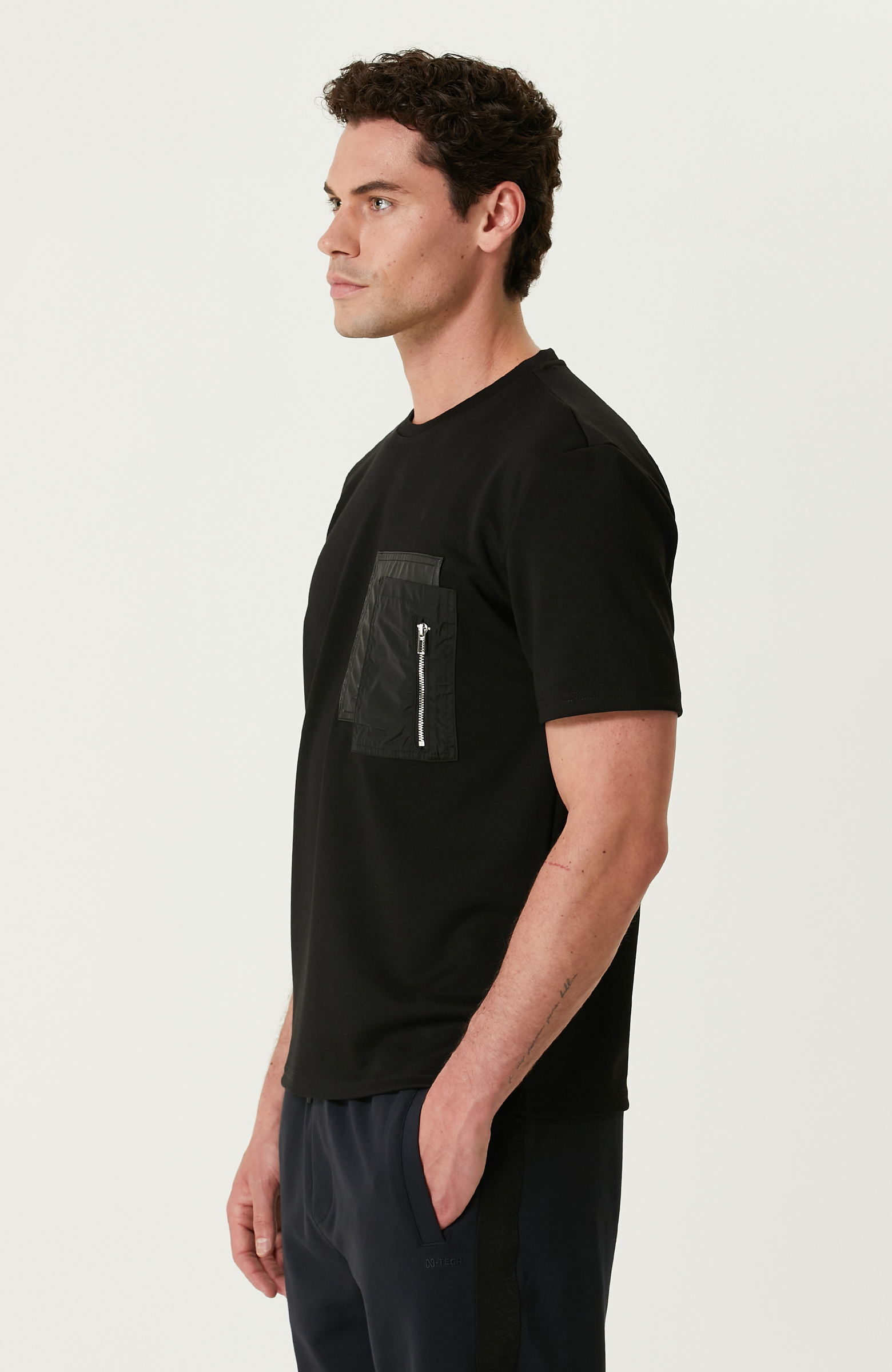 Siyah Kısa Kollu Sweatshirt