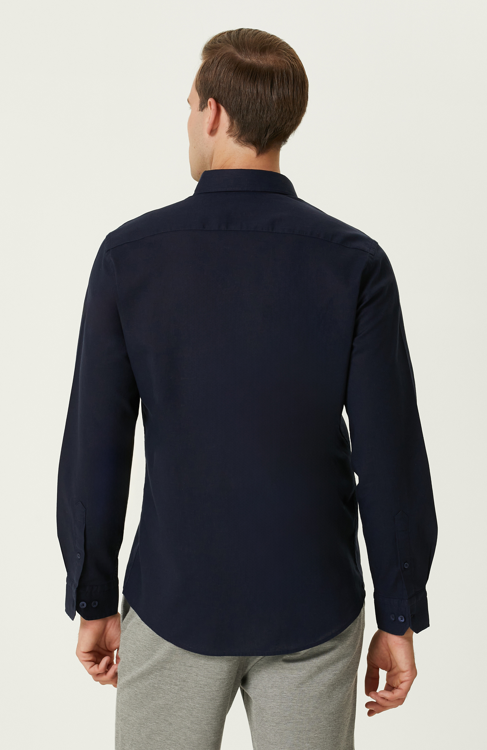 Lacivert Keten Gömlek