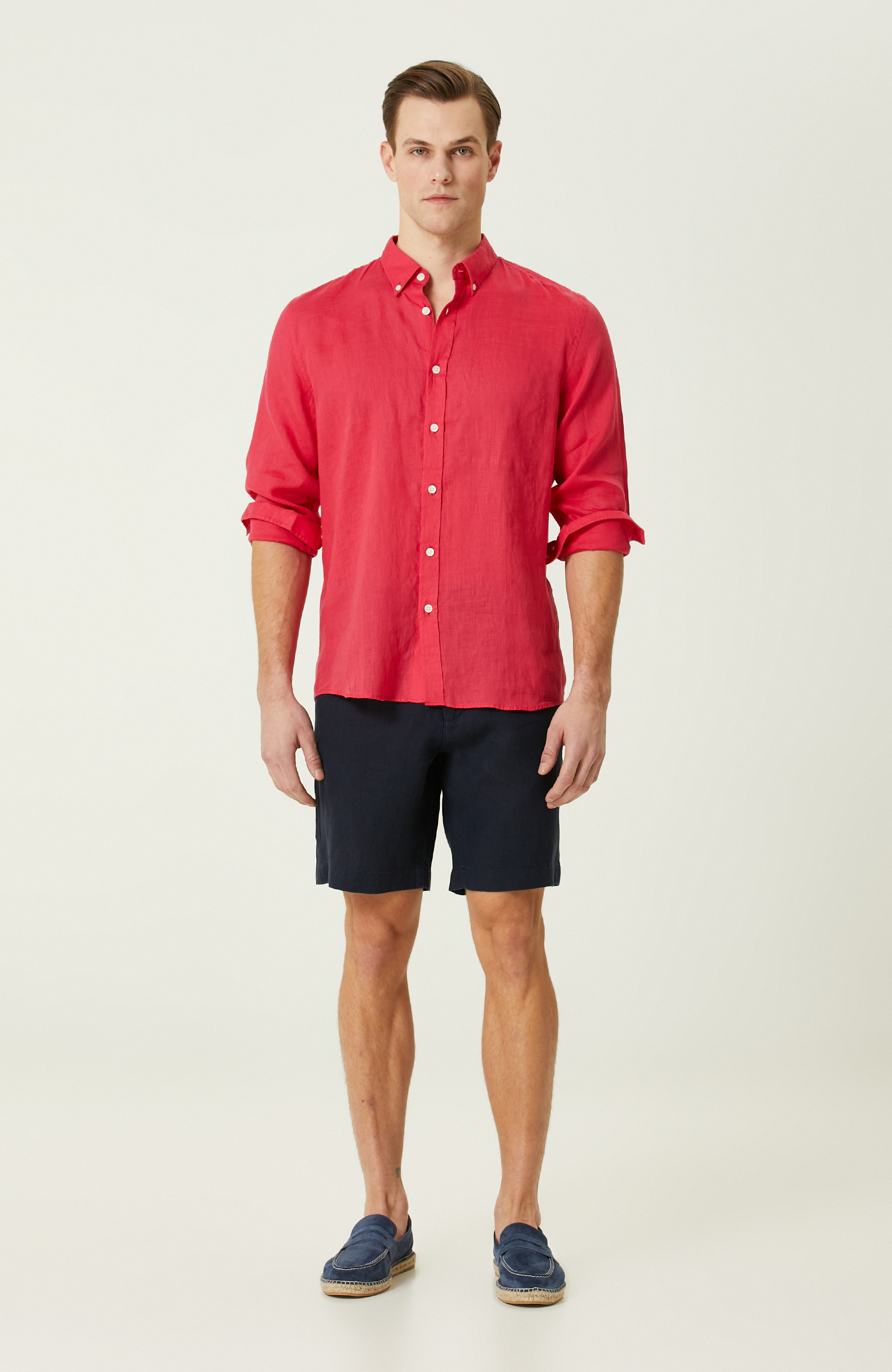 Fuşya Keten Gömlek