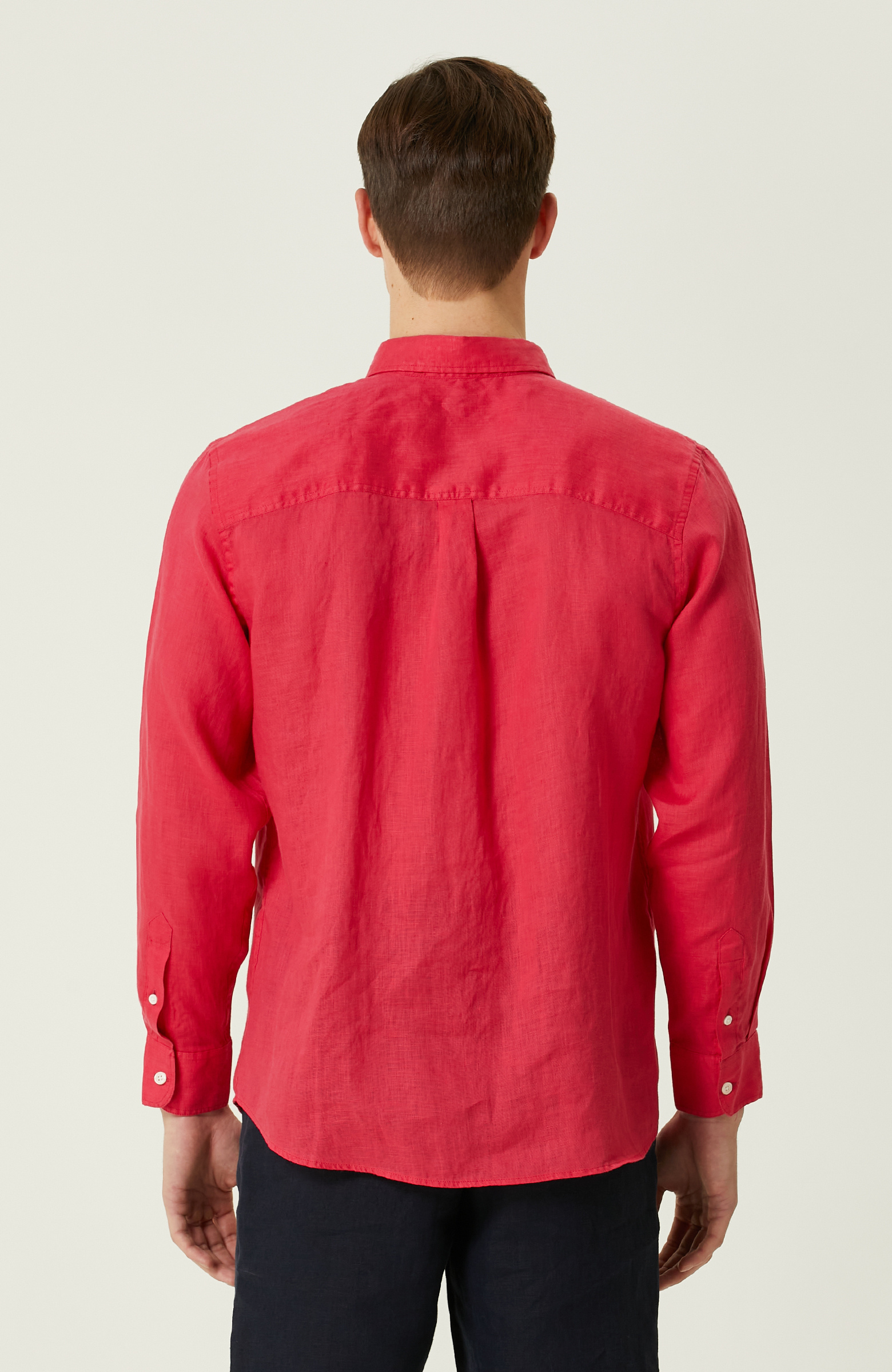 Fuşya Keten Gömlek