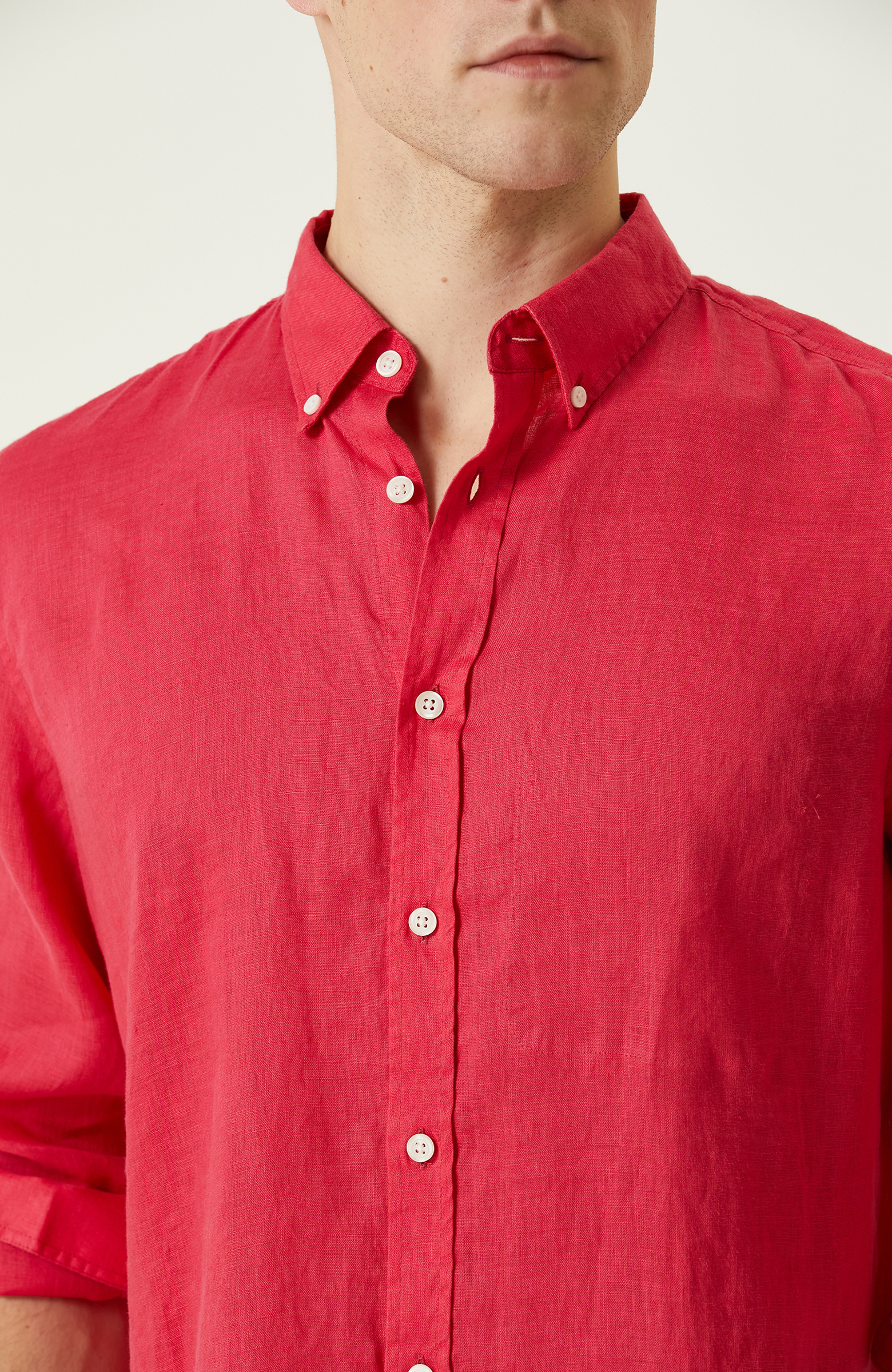 Fuşya Keten Gömlek