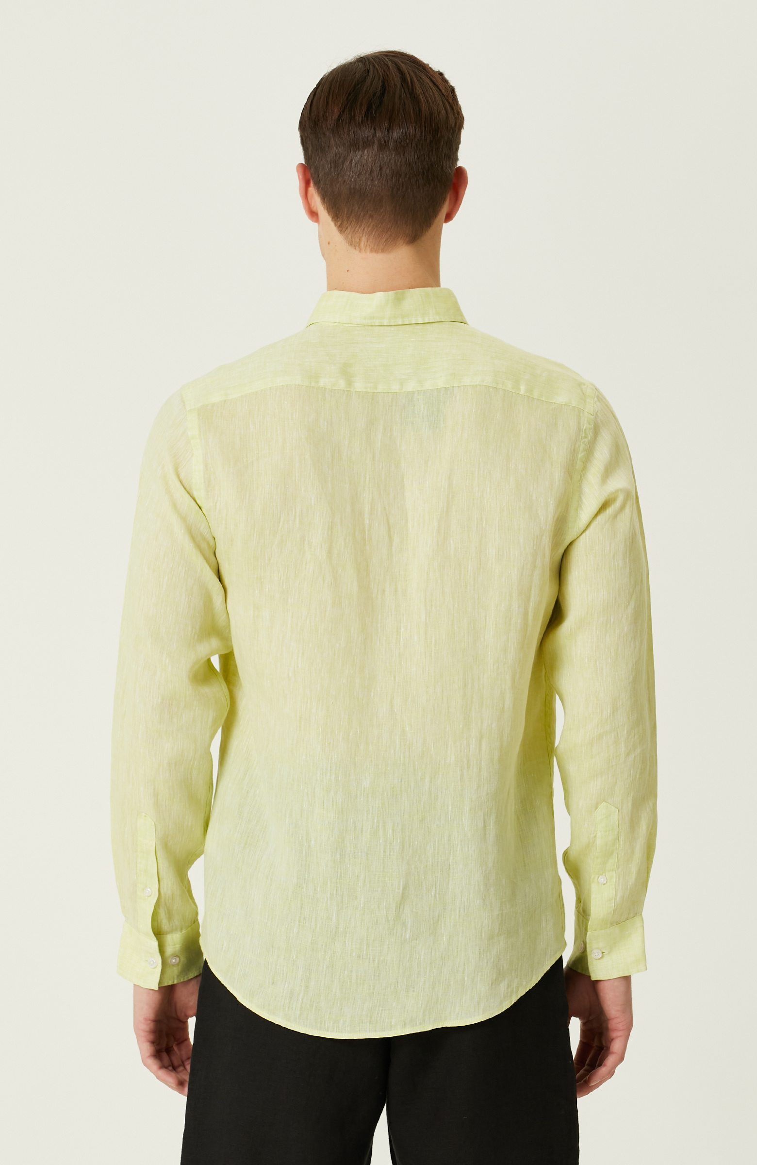 Fıstık Yeşili Keten Gömlek