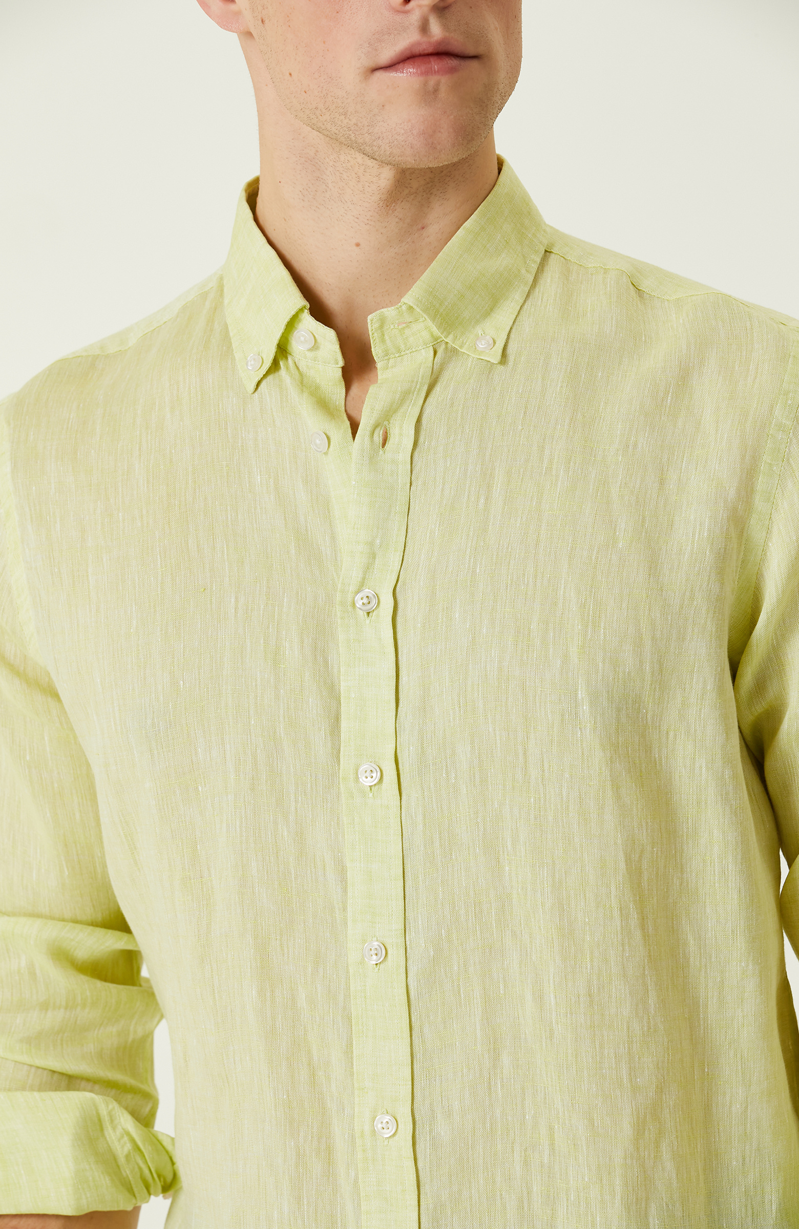 Fıstık Yeşili Keten Gömlek