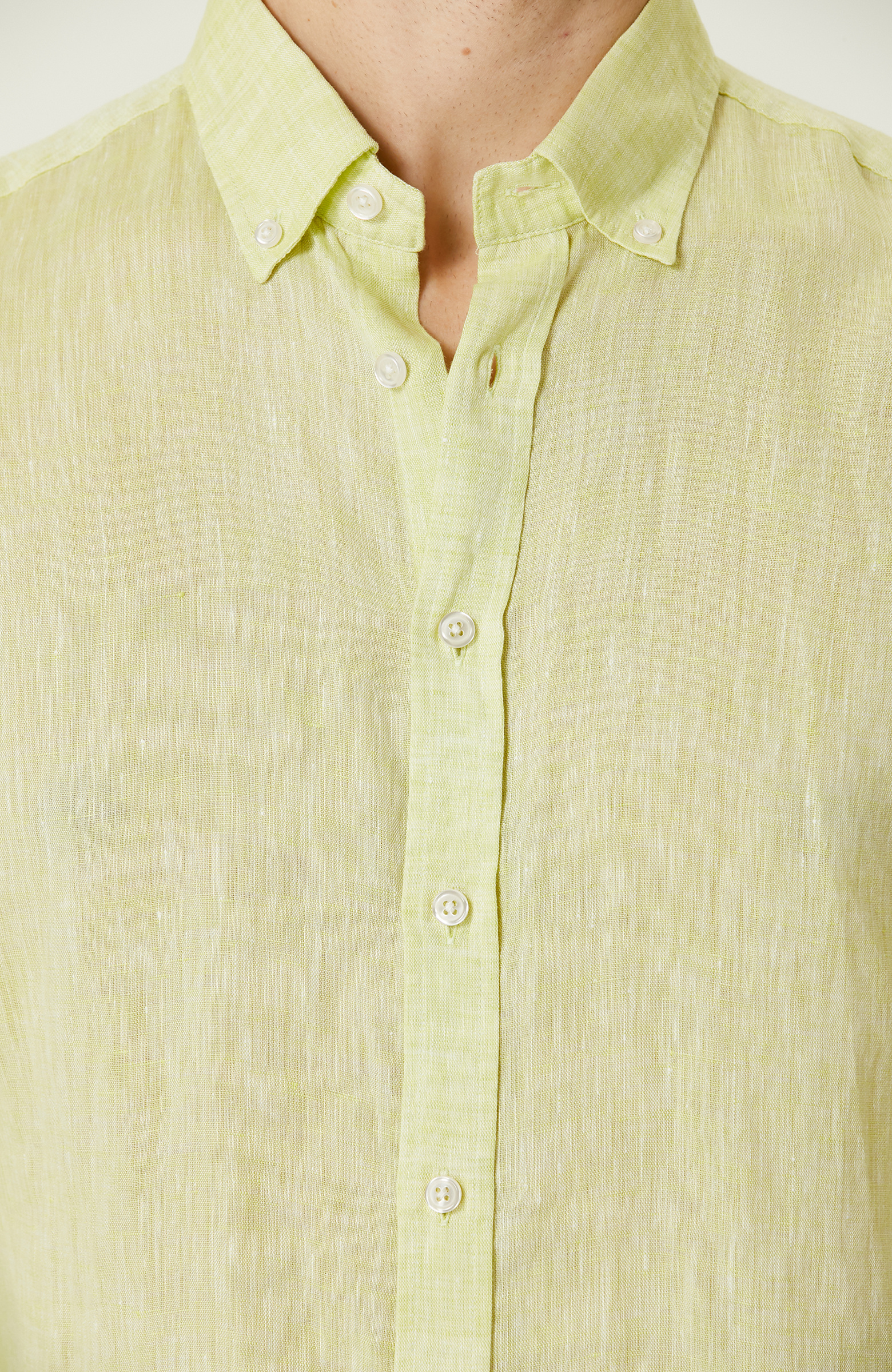 Fıstık Yeşili Keten Gömlek