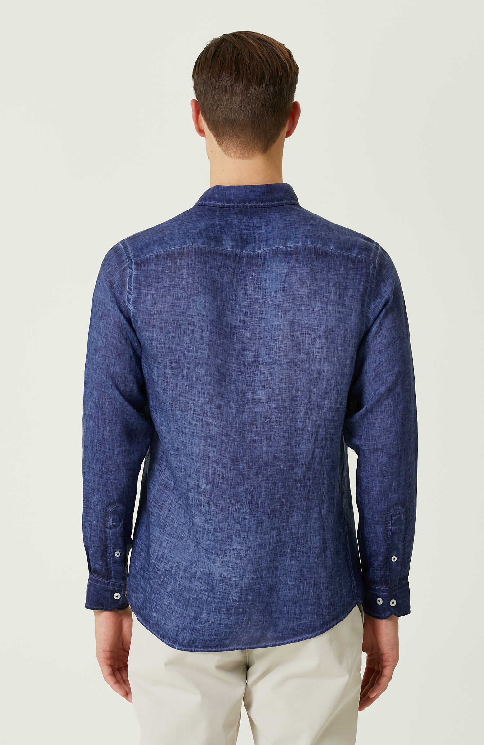 İndigo Keten Gömlek